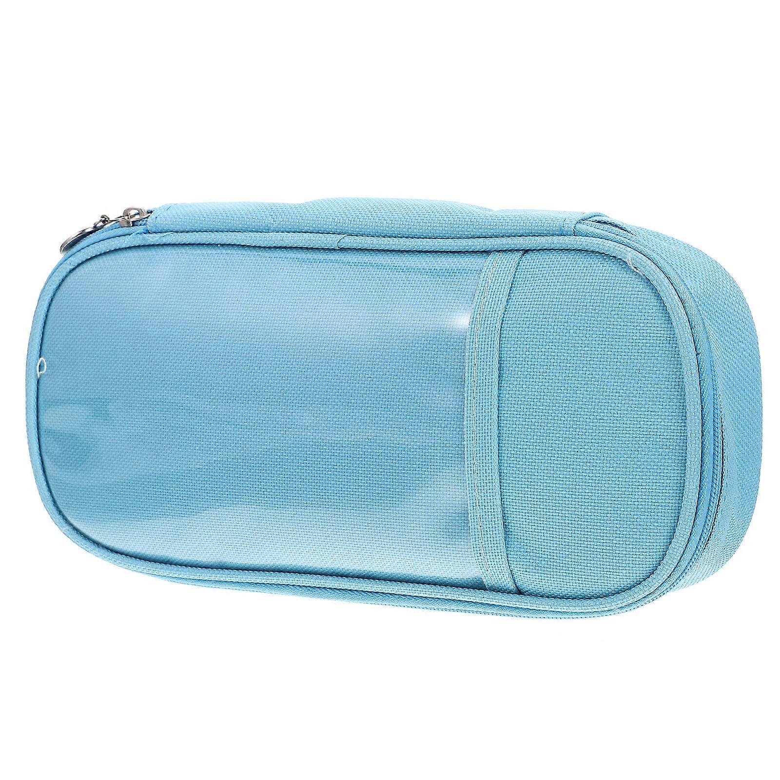 Blue Zipper Pen Case Large Capacity Organizer For Students Ideal For School And Travel 1Set