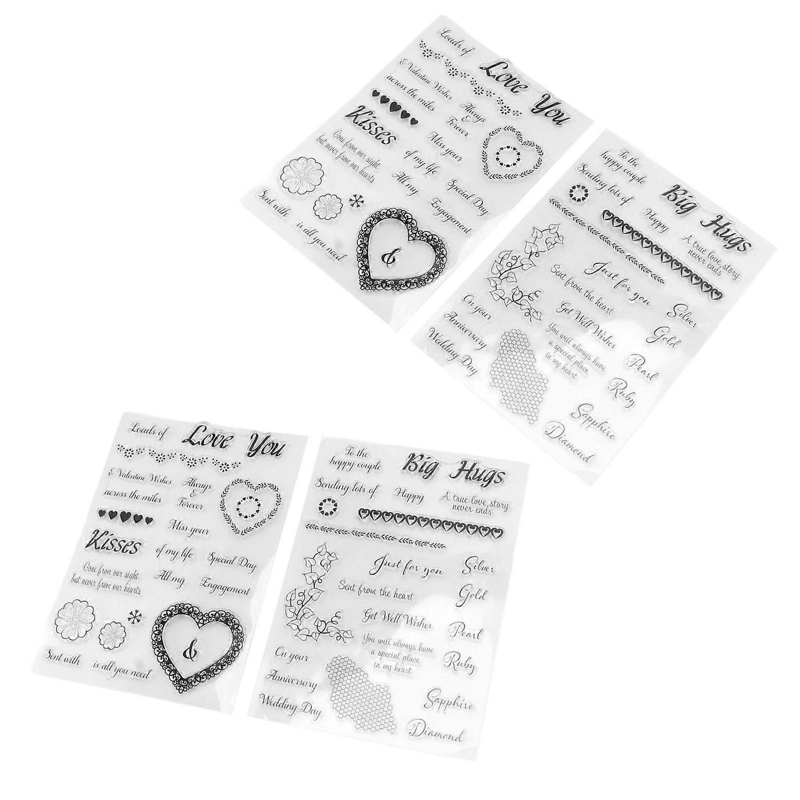 4Pcs Clear Stamp Romantic Style Clear Safe Reusable TPR Wide Application Transparent Stamp for Cards Envelope Making 