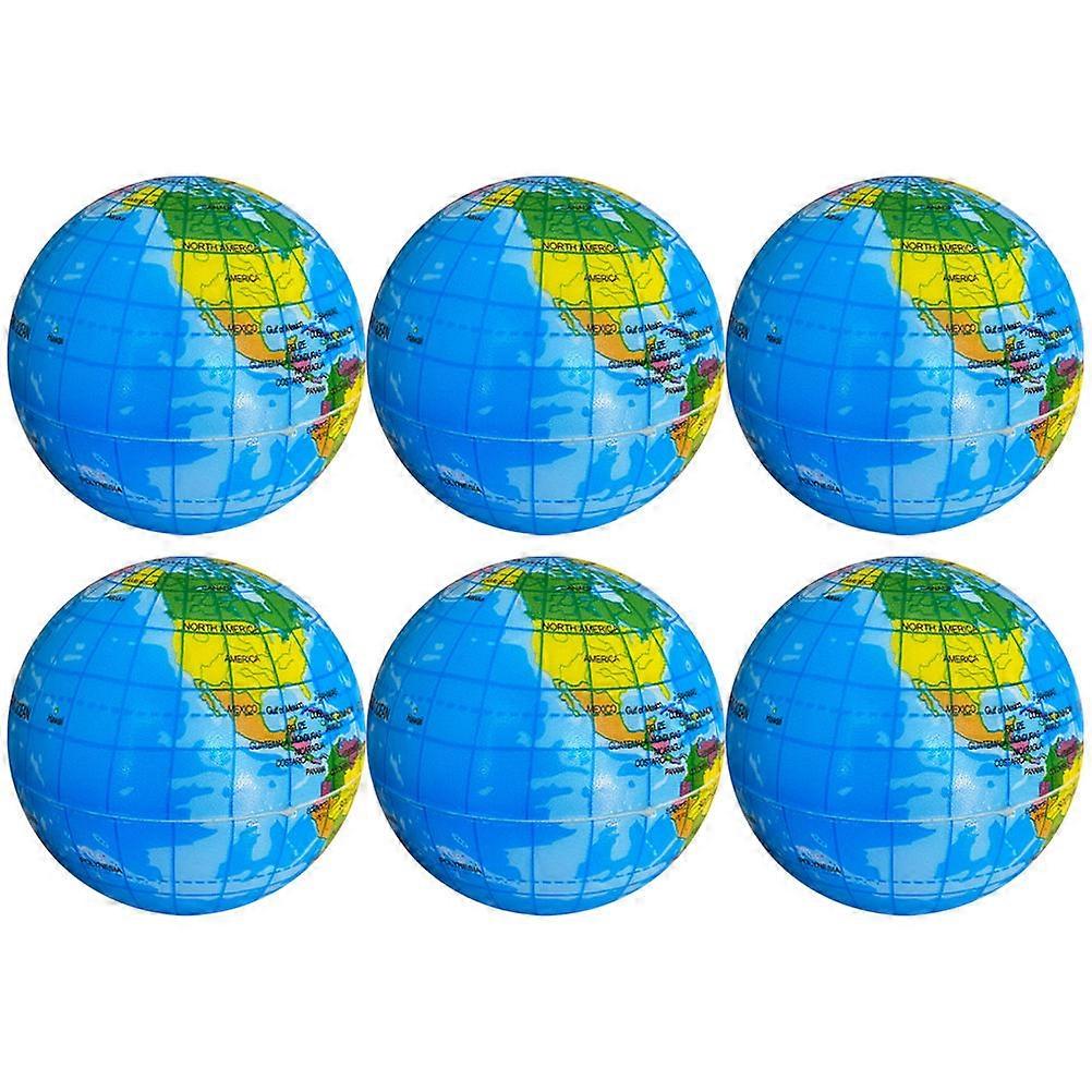 6Pcs Globe Stress Balls Educational Toy For Children And Family Blue In Color Stress Relief Function