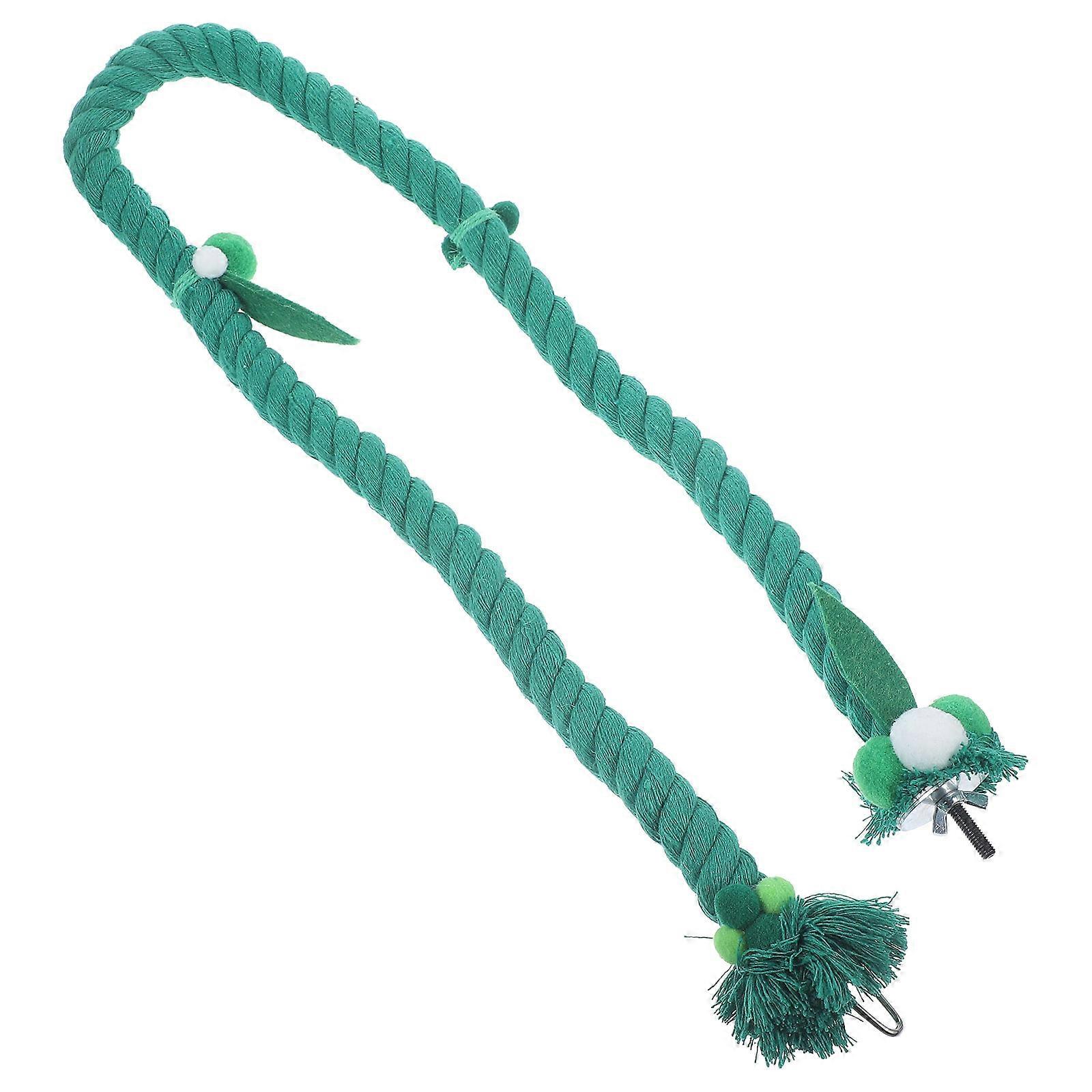 Jouet de perchoir d’escalade d’oiseau en coton vert pour perroquets adapté à la décoration intérieure 1 ensemble
