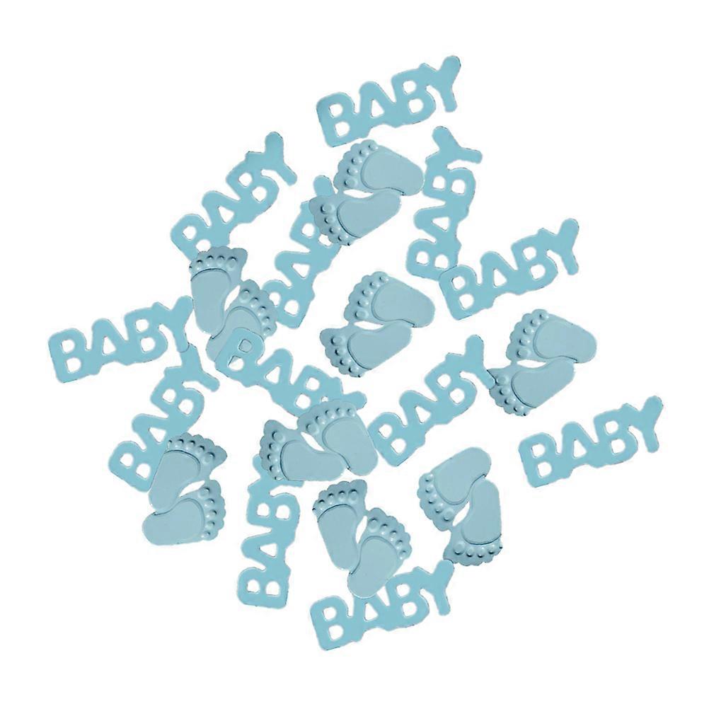 1 Set Baby Birthday Paper Scraps Letter Style Confetti Feet Shape Slices Party Decorations (Blue)