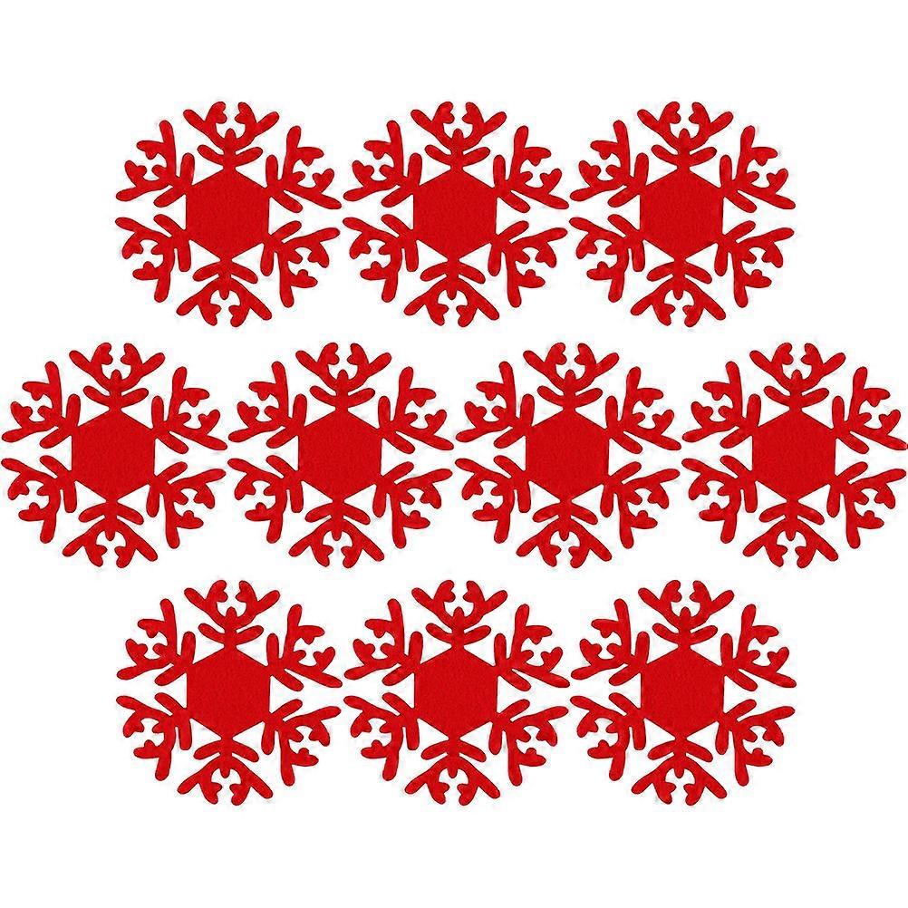 Insulation Coasters 10pcs Heat Resistant Cup Mat Square Shape Christmas Theme Design Suitable For Table Decoration Red Color