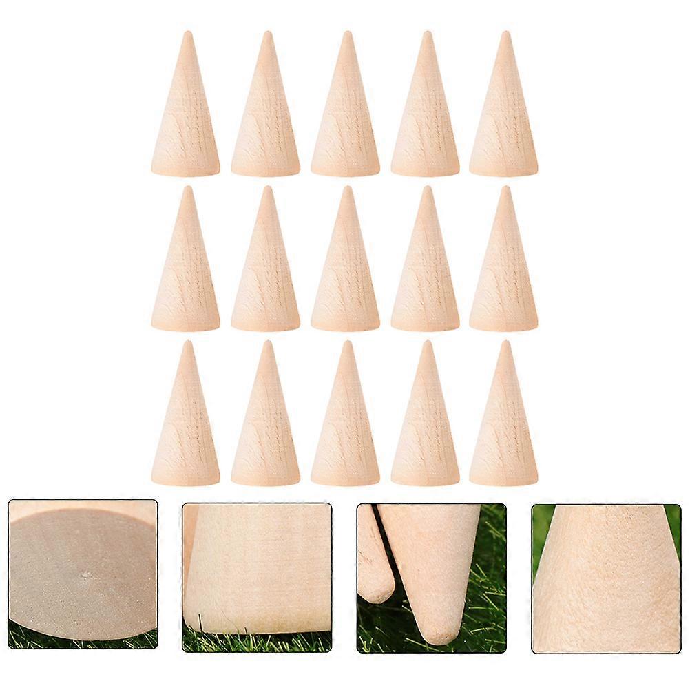 15Pcs Wood Cone Practical Useful Finger Ring Stand Ring Cone Holder DIY Supplies