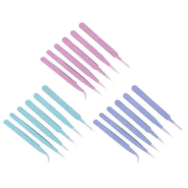 6x Insulated Stainless Steel Tweezers Precision Tweezers 116mm-133mm For Jewelry