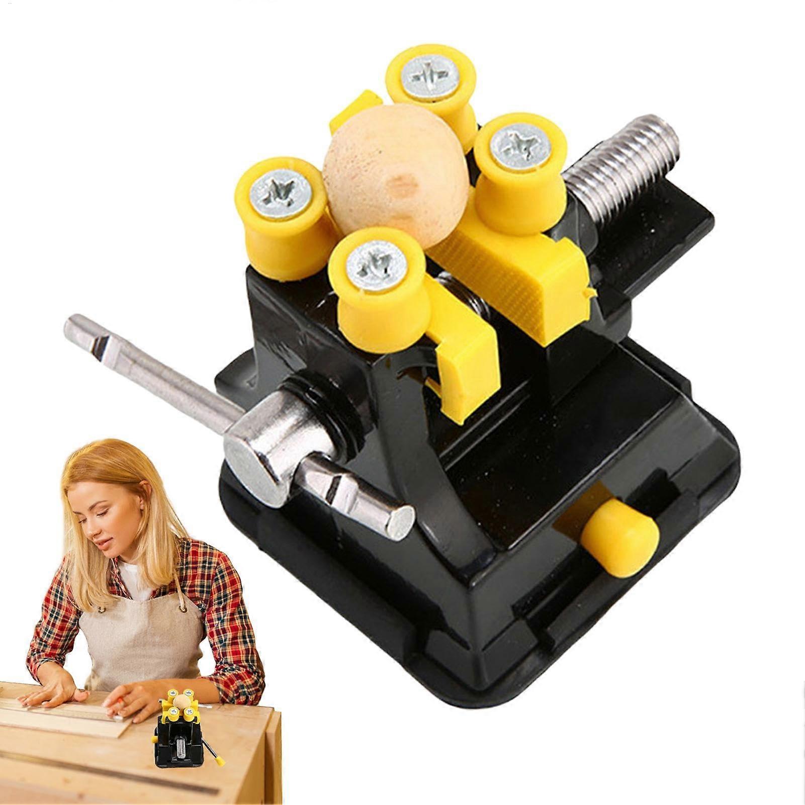 Drill Vice - Adjustable Portable Table Clamp for Workbench, Suction Tool for Crafting Jewellery and Watch Projects, Walnut Wood