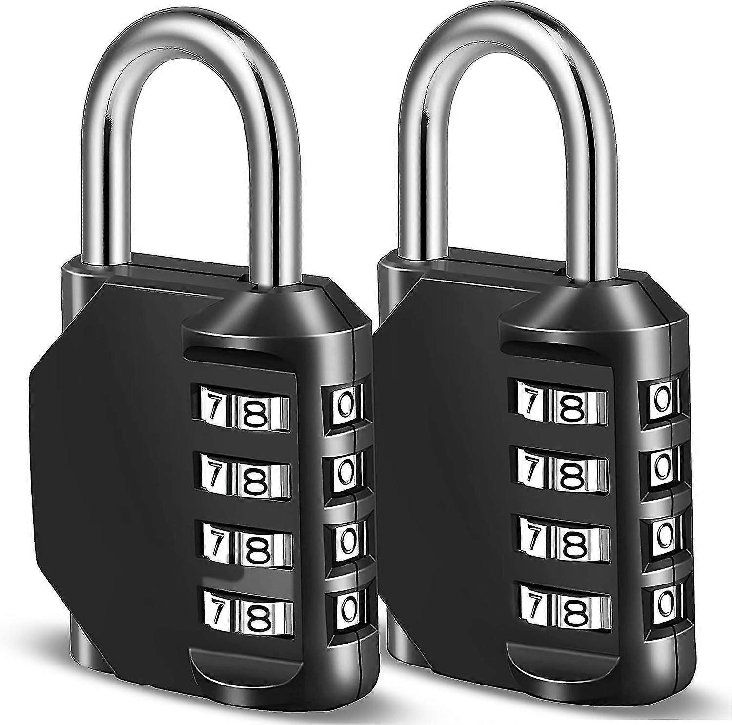 Combination Padlock - 4 Digit Black Security Padlock - Combination Padlock - Locker Padlock - Luggage Padlock - Drawer (2pcs)