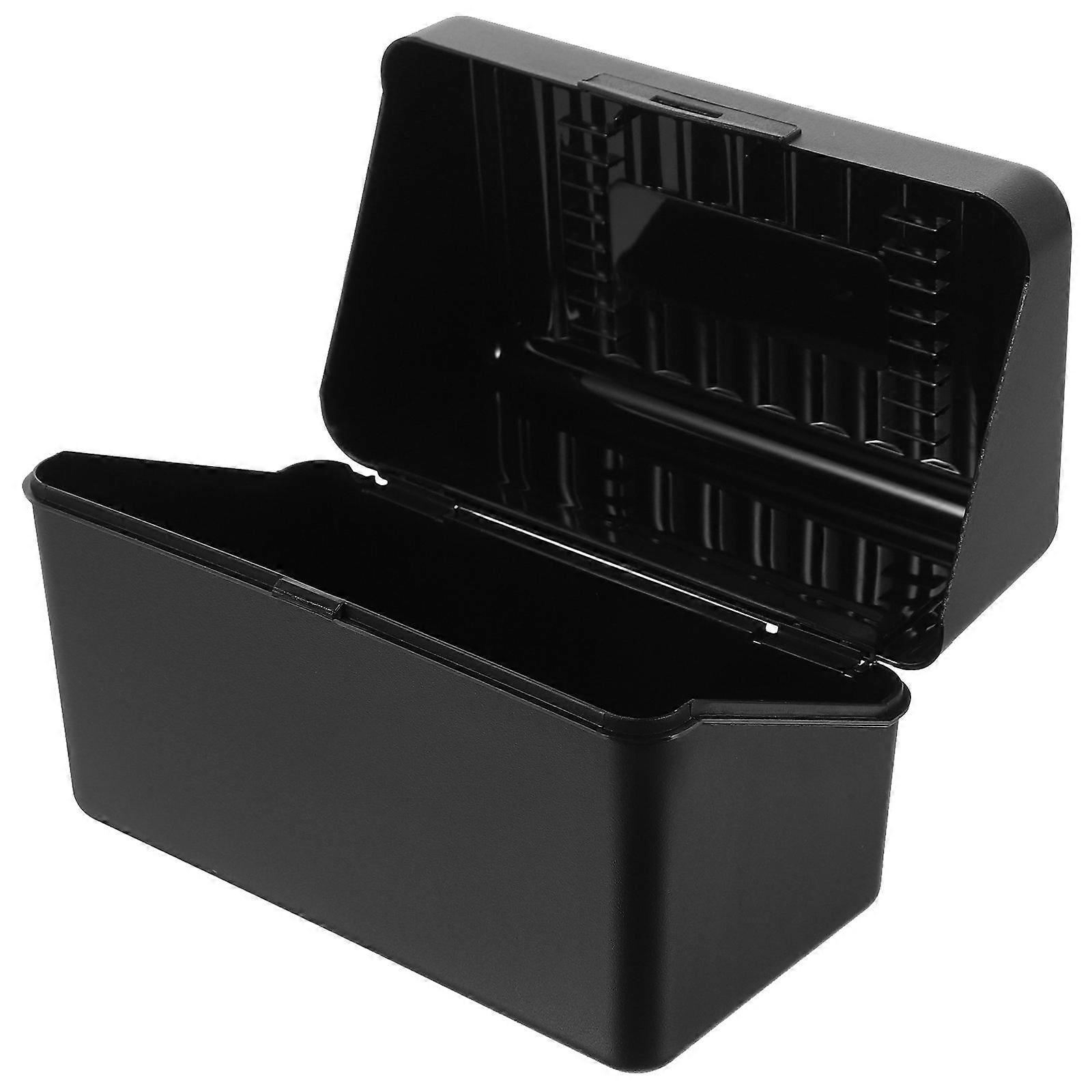 Desktop Business Card Holder Organizer Box For Office Use Simple Design Black PP 1Pcs