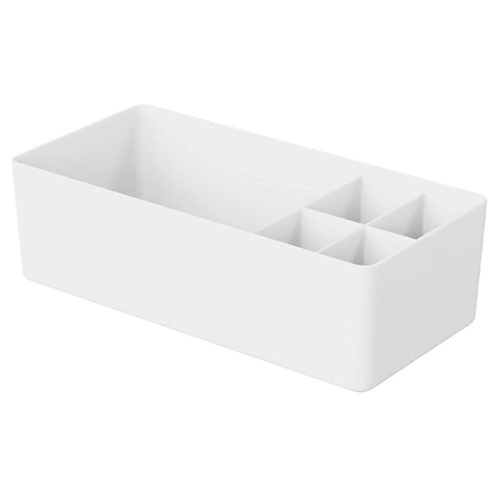 White Multi Functional Tabletop Organizer Storage Box with Compartments for Cosmetics, Pens, and Office Supplies – Sturdy HIPS Material, Easy to