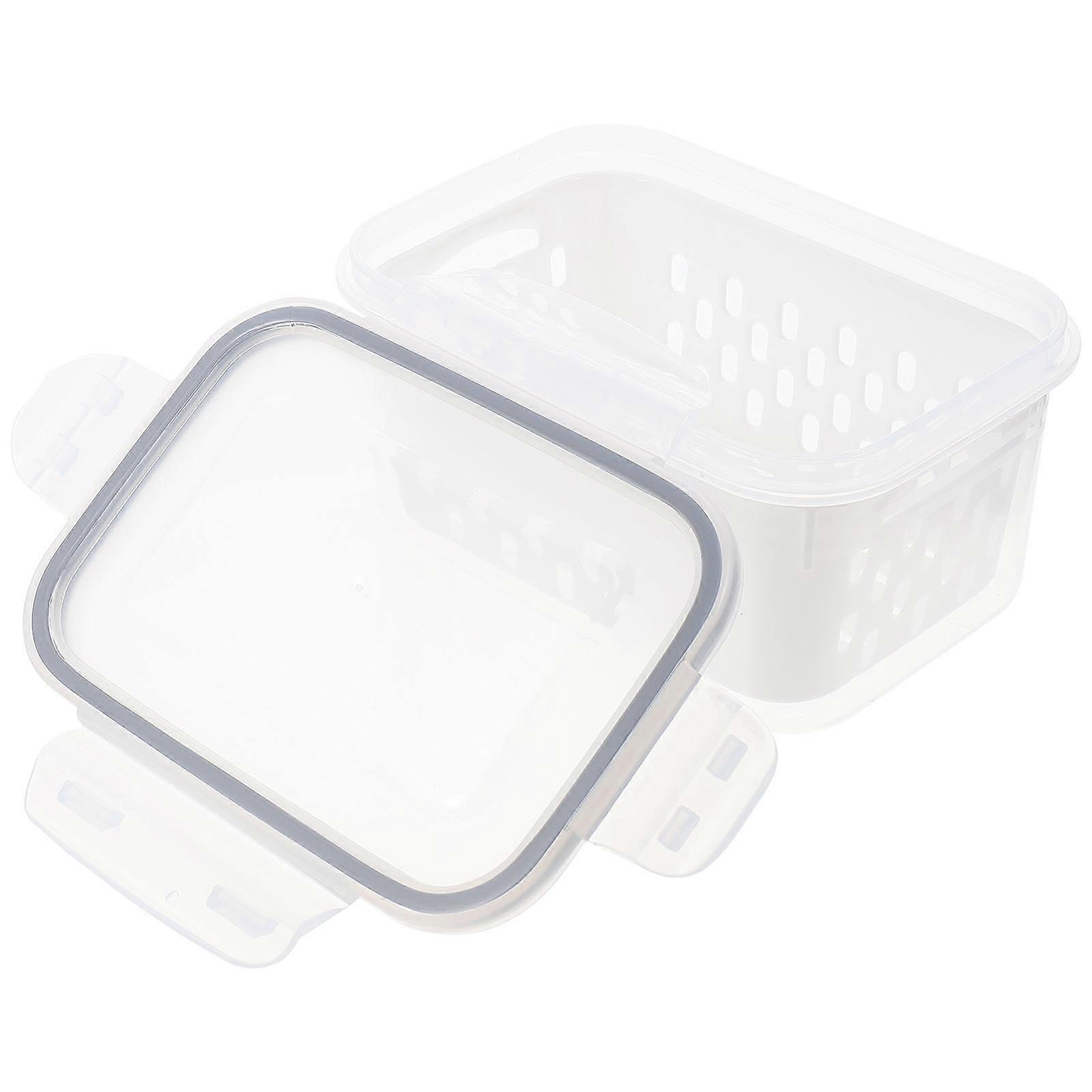 Drain Basket Set With Lid For Food Preservation And Kitchen Use Transparent 16X11CM Airtight Sealing Storage 1 Set