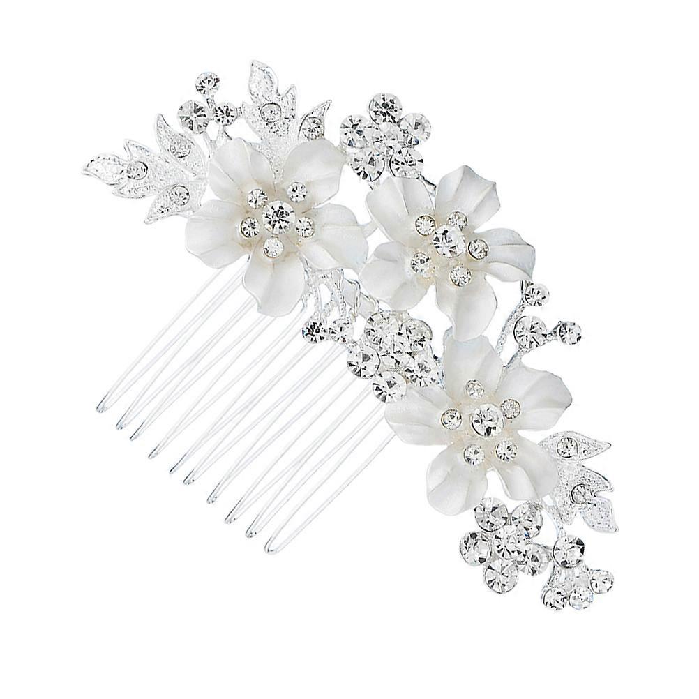 Bridal Hair Comb In Elegant Design With Rhinestone Flower Perfect For Wedding Celebrations And Everyday Looks In 3.9x2.8x0.4in Size 1Set