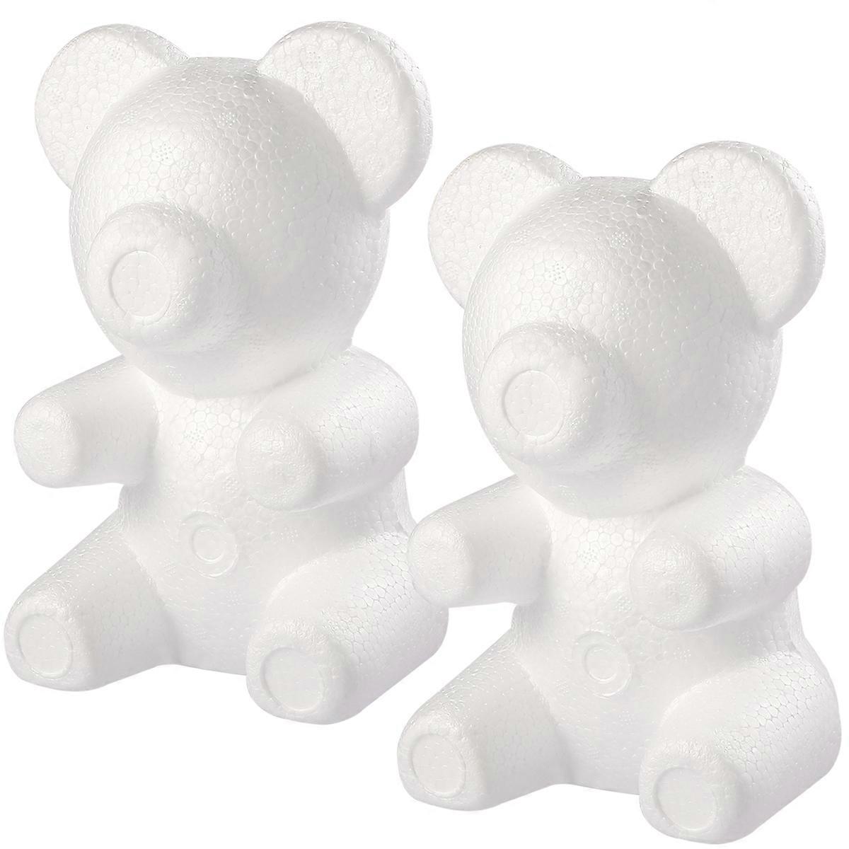 Amosfun 2PCS Modelling Polystyrene Bear Mould White Craft Balls for DIY Party Decoration Wedding Gift Flower Arranging (Height 20cm/Base Width 13cm)