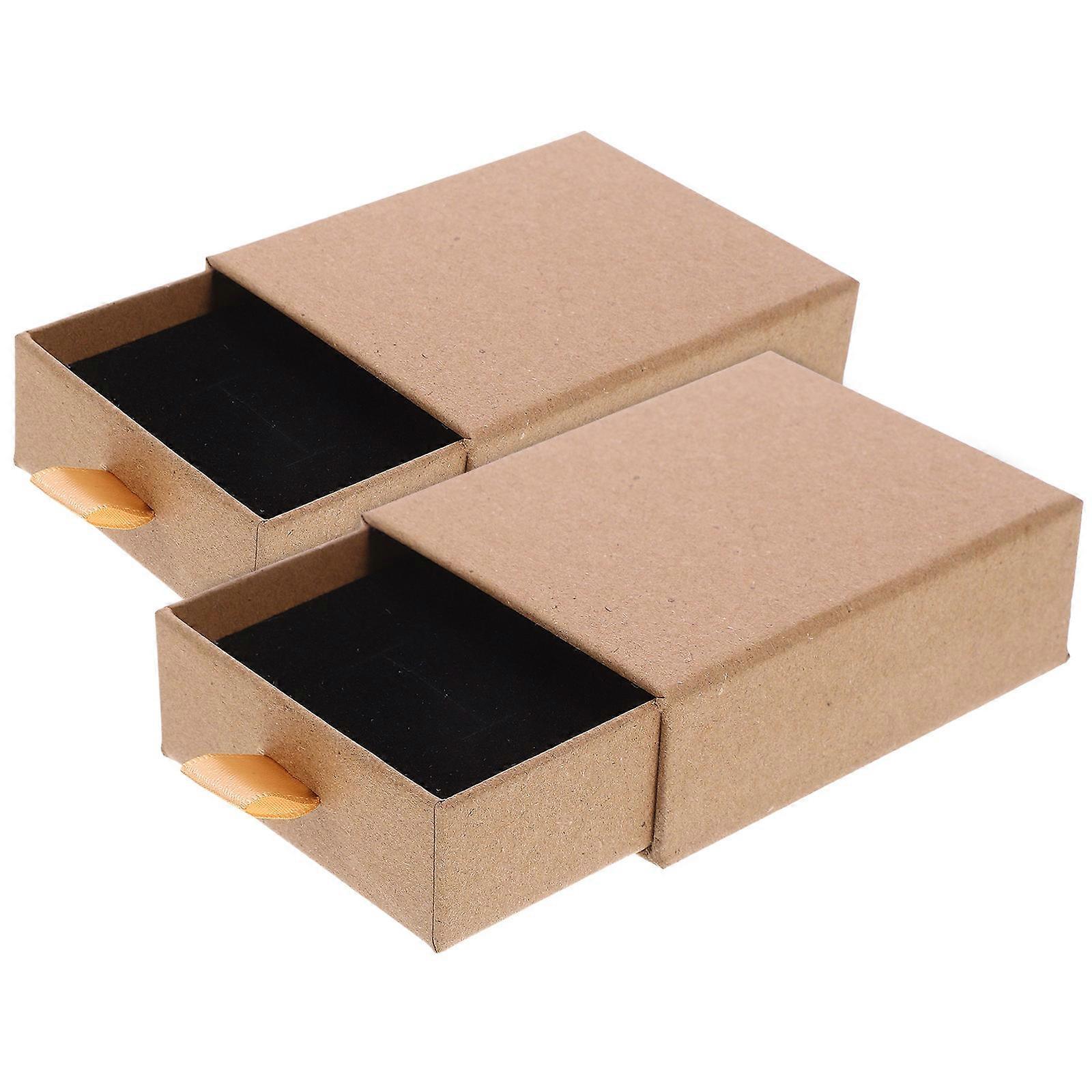 Small Jewelry Gift Boxes For Women And Men With Simple Style In Brown Color For Home Use And Gifting 2Set