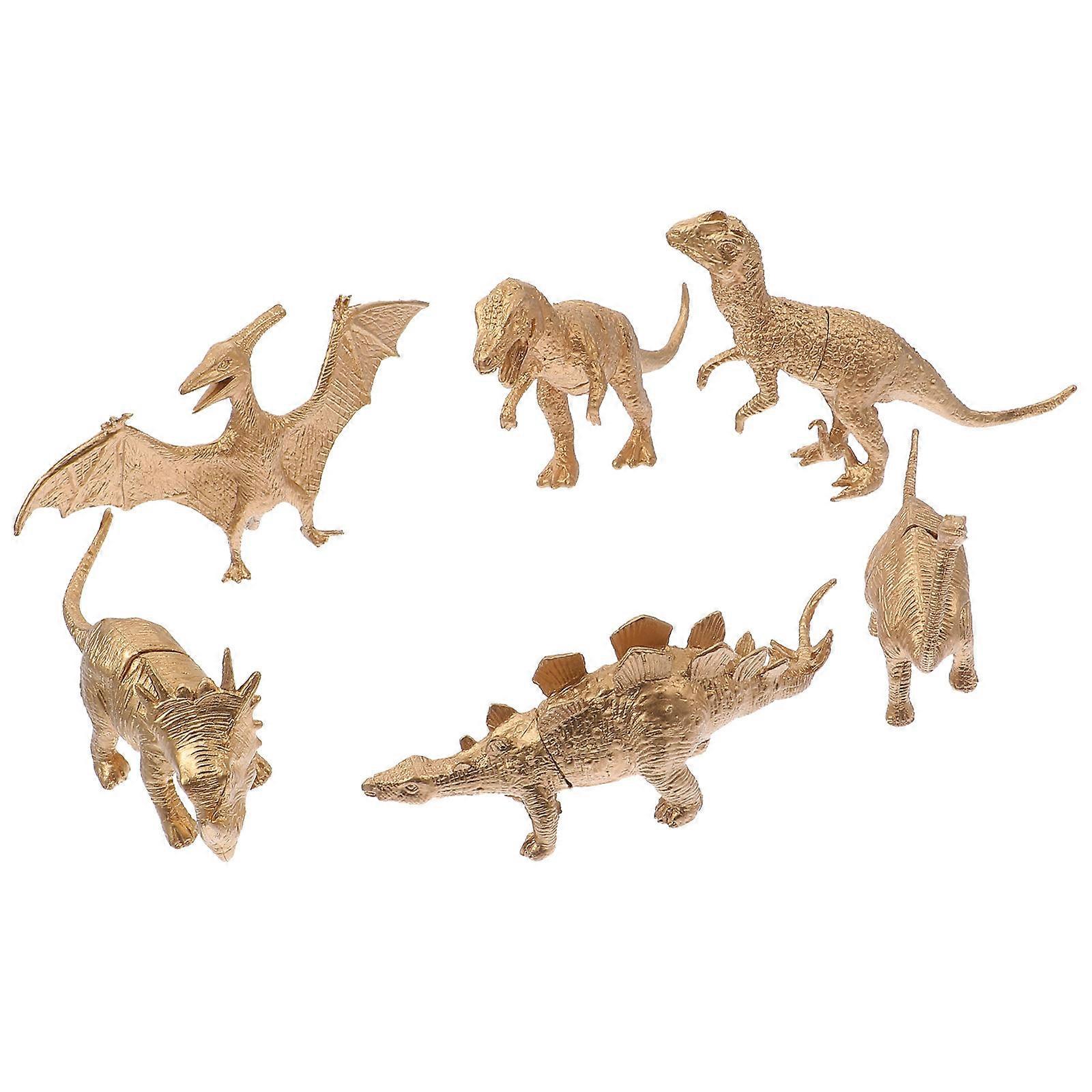 Children's Dinosaur Toys 6Pcs Golden Ideal For Entertainment And Learning