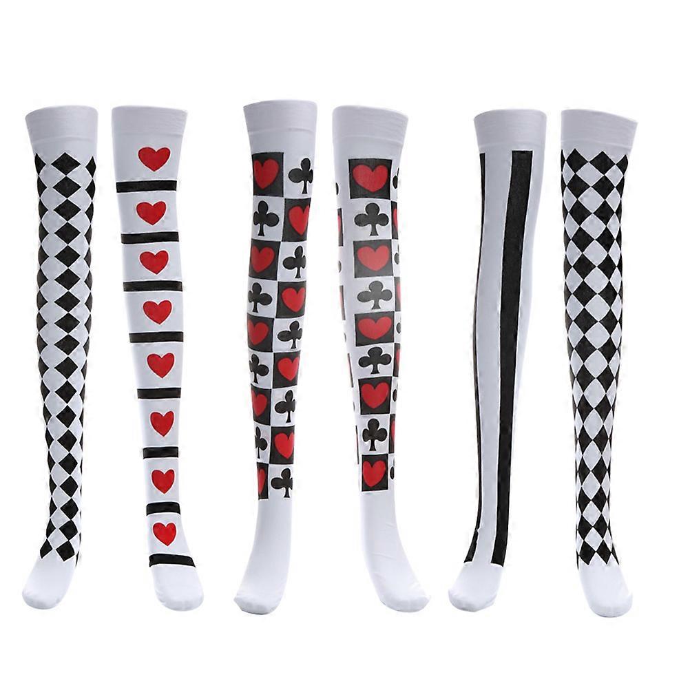 Christmas Long Socks For Women Cosplay Stockings Assorted Color Leg Shaping 6Pcs
