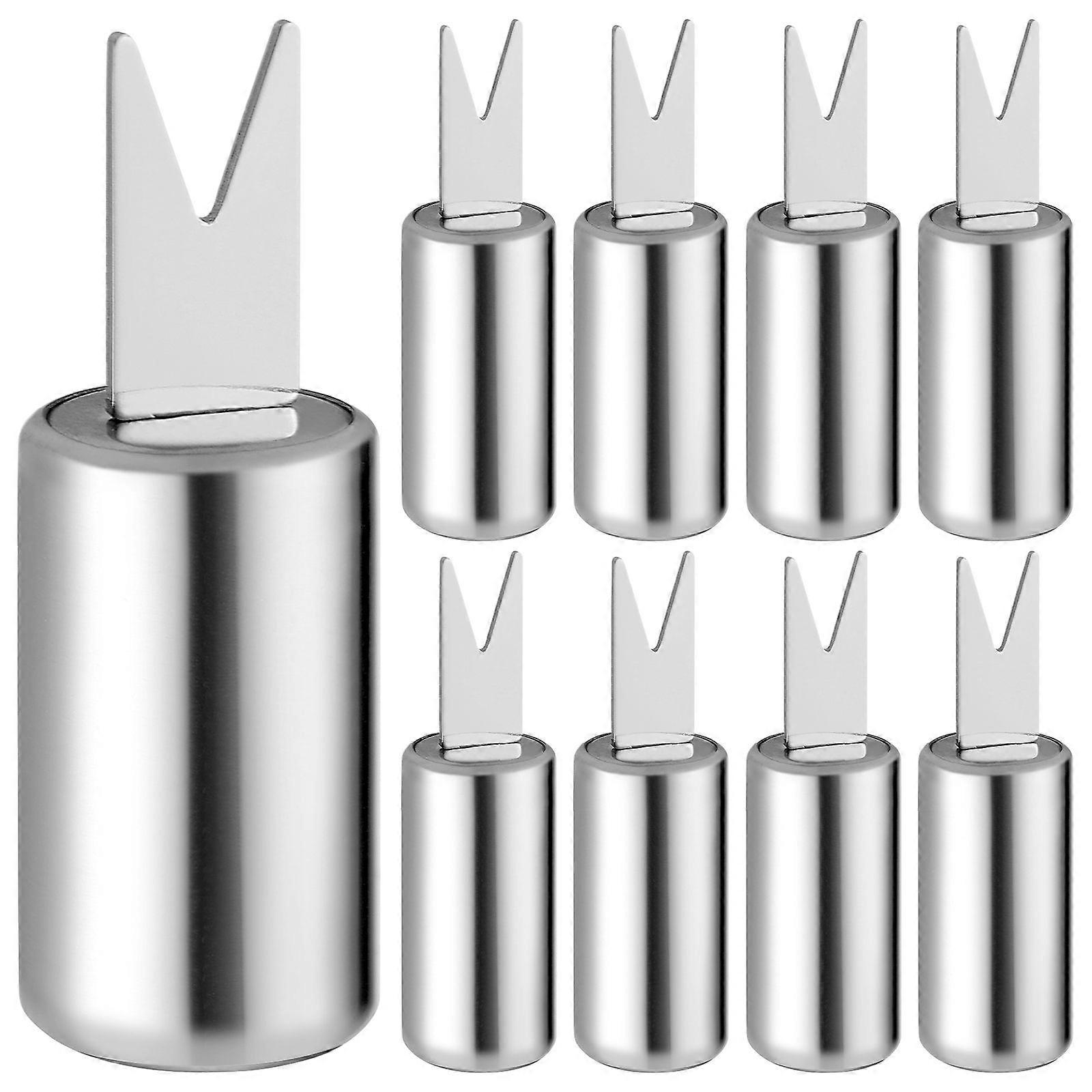 10 Pz Durevole Forchette Di Frutta In Acciaio Inox Forchette Di Mais Forniture Per Feste (Argento)