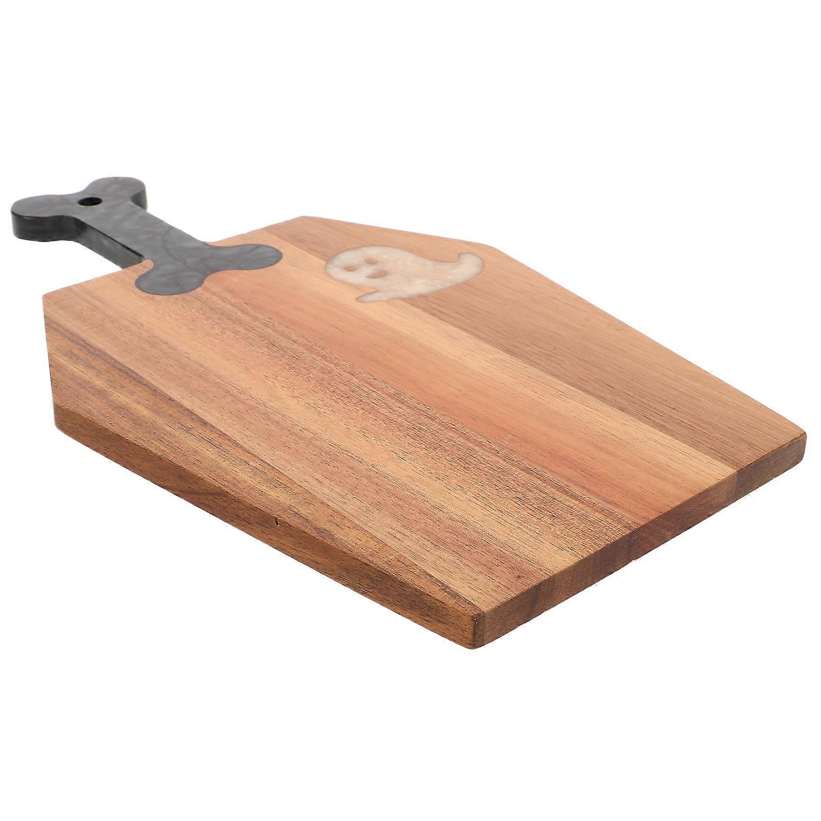 Halloween Acacia Wood Pizza Board with Handle, Rustic Charcuterie Serving Platter for Meat, Bread, Fruit, Snacks & Desserts – Multi Use Kitchen
