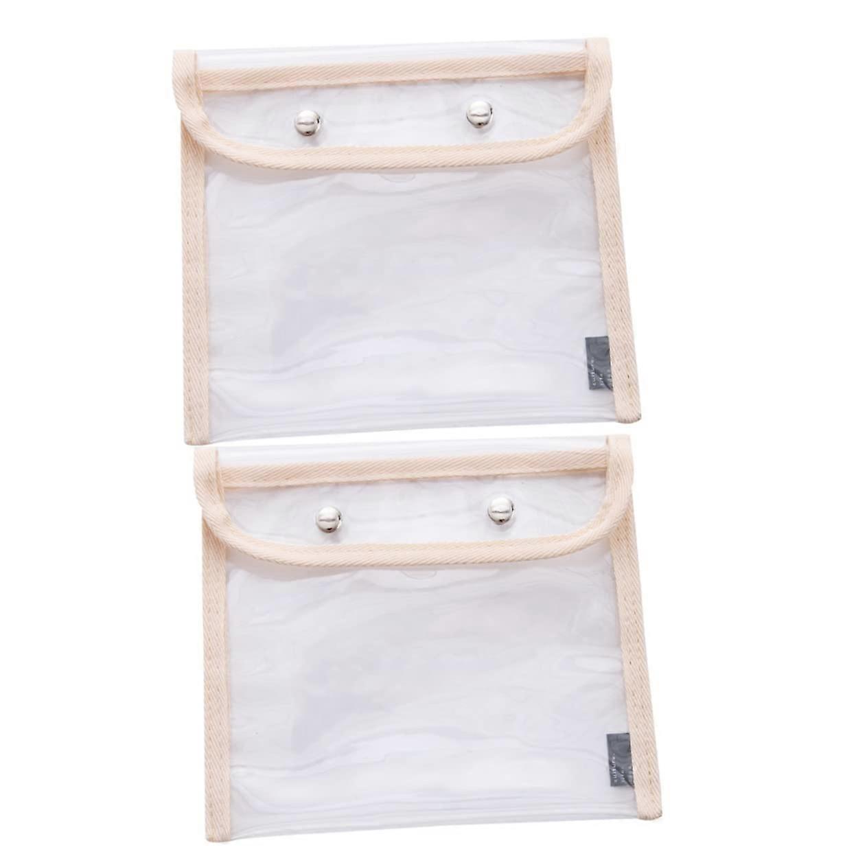 Transparent Pencil Case Set of 2 with Button Design, Large Capacity, Ideal for School and Travel, Fits Pencils and Erasers