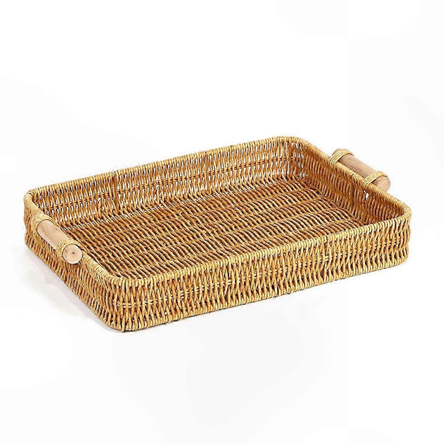 Woven Serving Tray with Handles, Elegant Dining Accessory for Home Use