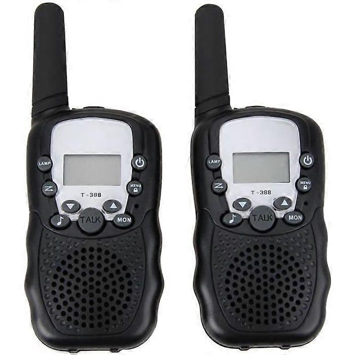 Two 8 Channel Walkie Talkie PMR System UHF400-470MHZ 2-Way Radio 3km Range with LED Lamp Black