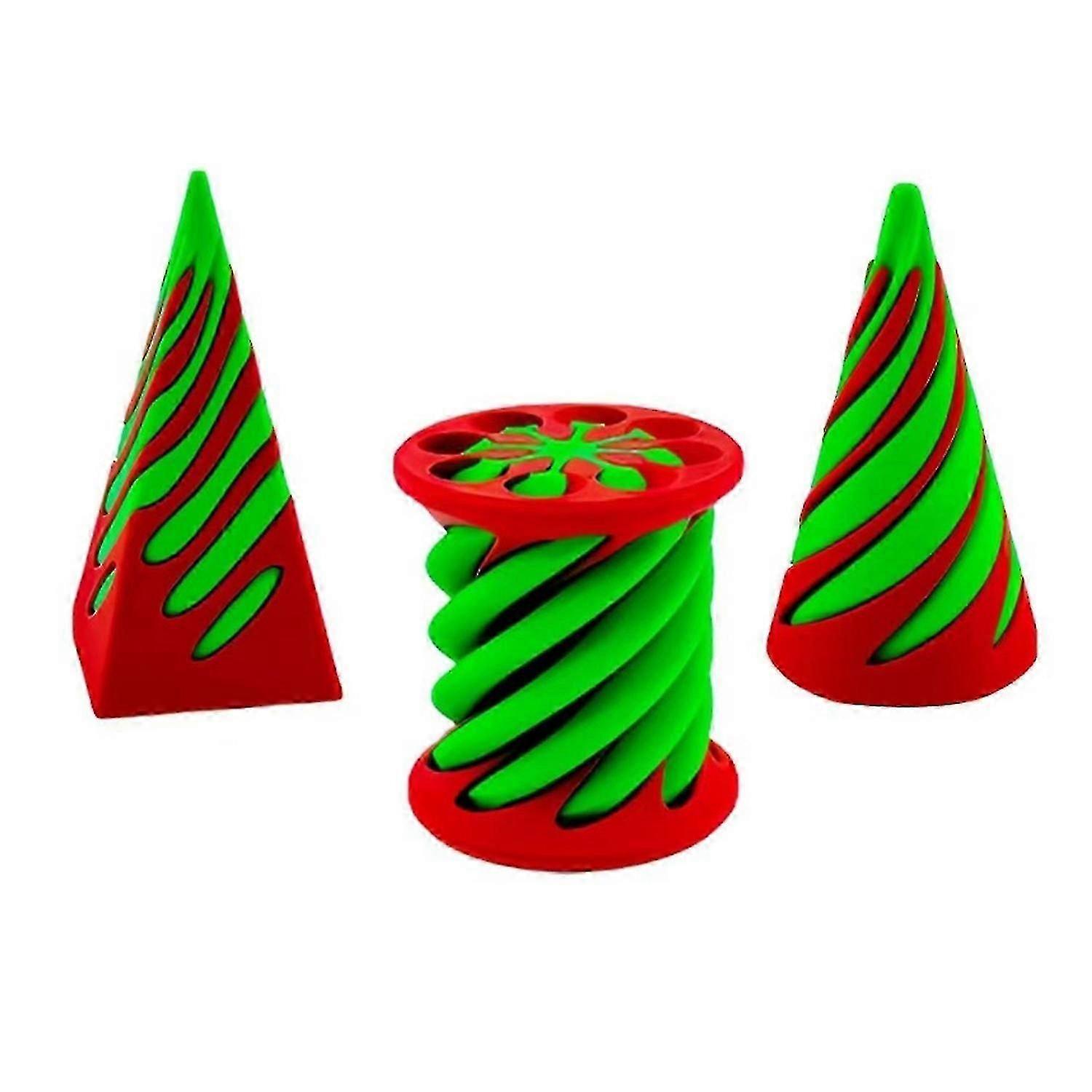 2025 3Pcs/Set 3D Printed Spiral Cone Impossible Pyramid Passthrough Sculpture Spiral Cylinder Figurine-Yvan