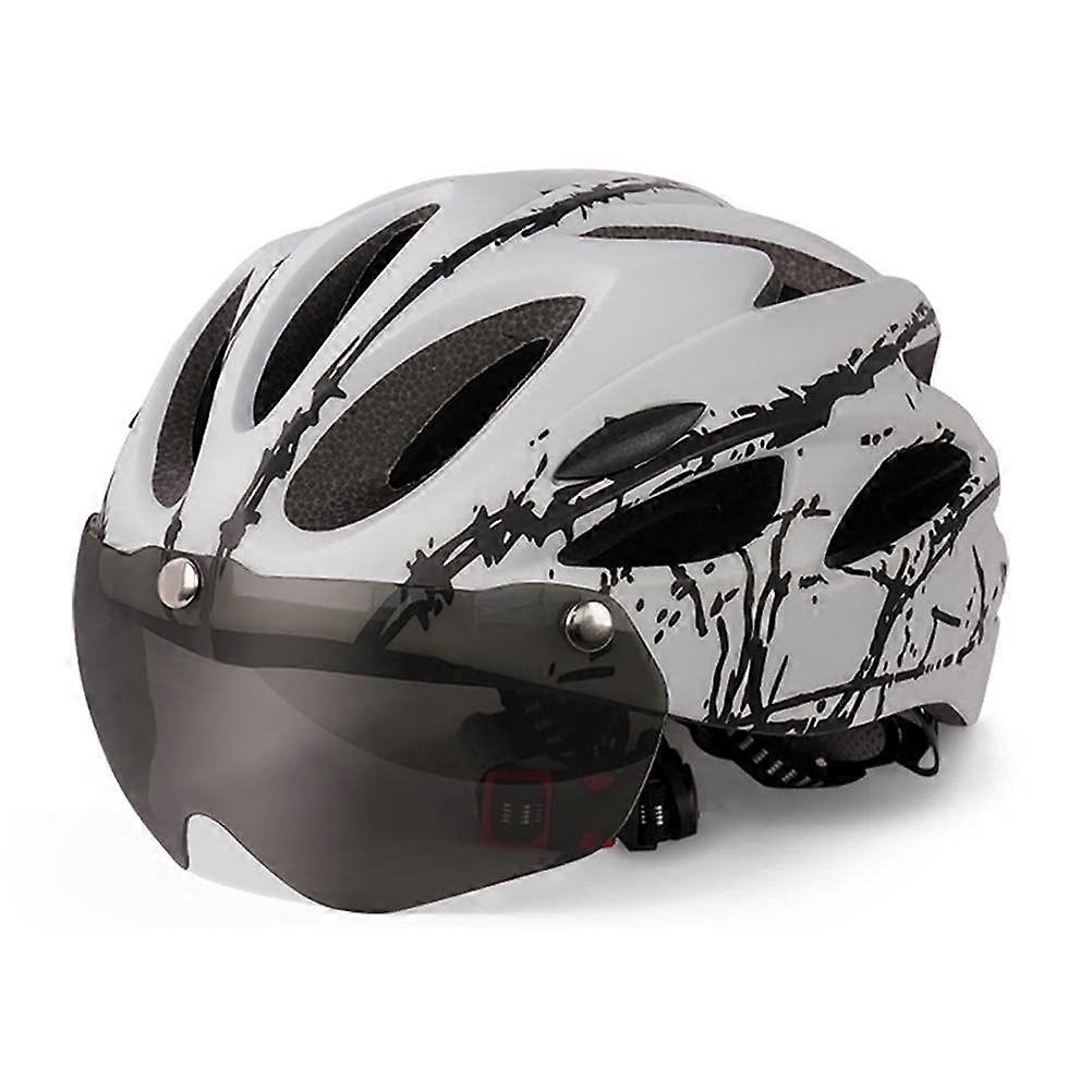 Helmet Bicycle Helmet for Adults Men Women with Magnetic Visor Adjustable Size Lightweight Protective Design White Black