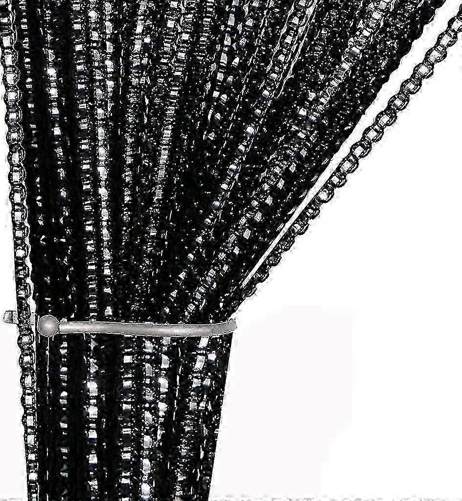 Black 39"x78.5" Thread Door Curtain Home Decoration