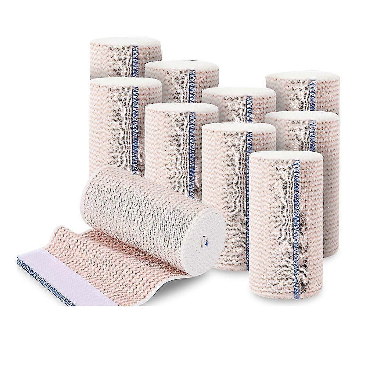 10 Pack Elastic Bandage Wrap 4 Inch, Compression Wrap Bandage for Legs, Lymphedema Wraps for Legs, Ankle, Knee, Tummy