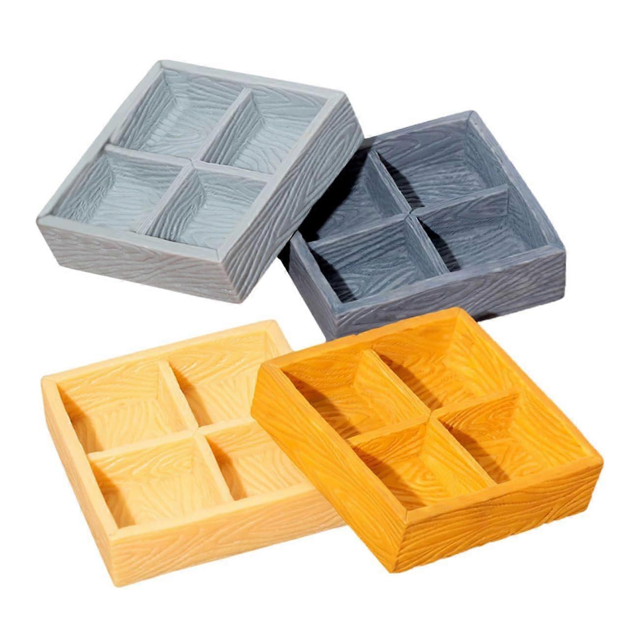Miniature Resin Storage Boxes Set of 4 with Divided Compartments for Dollhouse Candy Nuts Decor