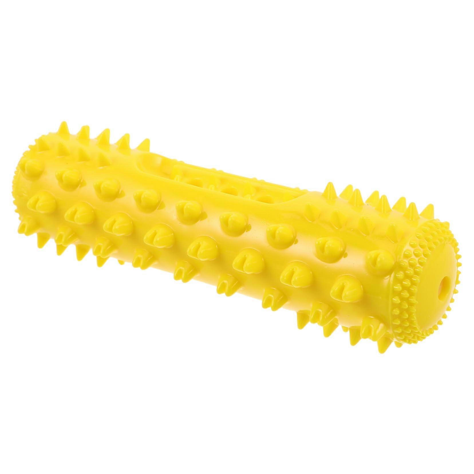 Aggressive Chewer Dog Toy Durable Squeaky Chew Toy with Toothbrush Design for Puppies Teething Dogs Yellow