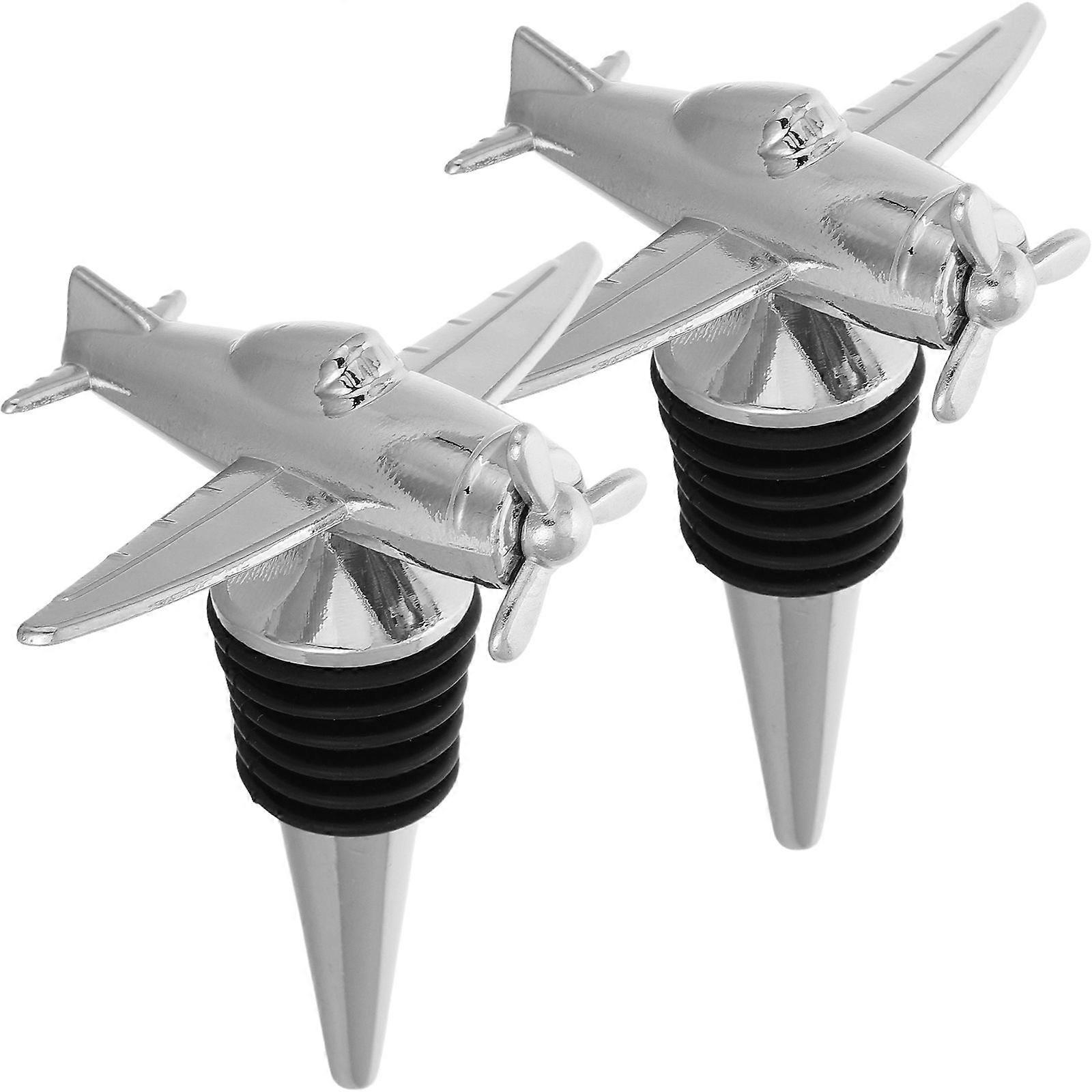 2pcs Aircraft Shaped Red Wine Stopper Metal Bottle Stopper for Bar Accessories