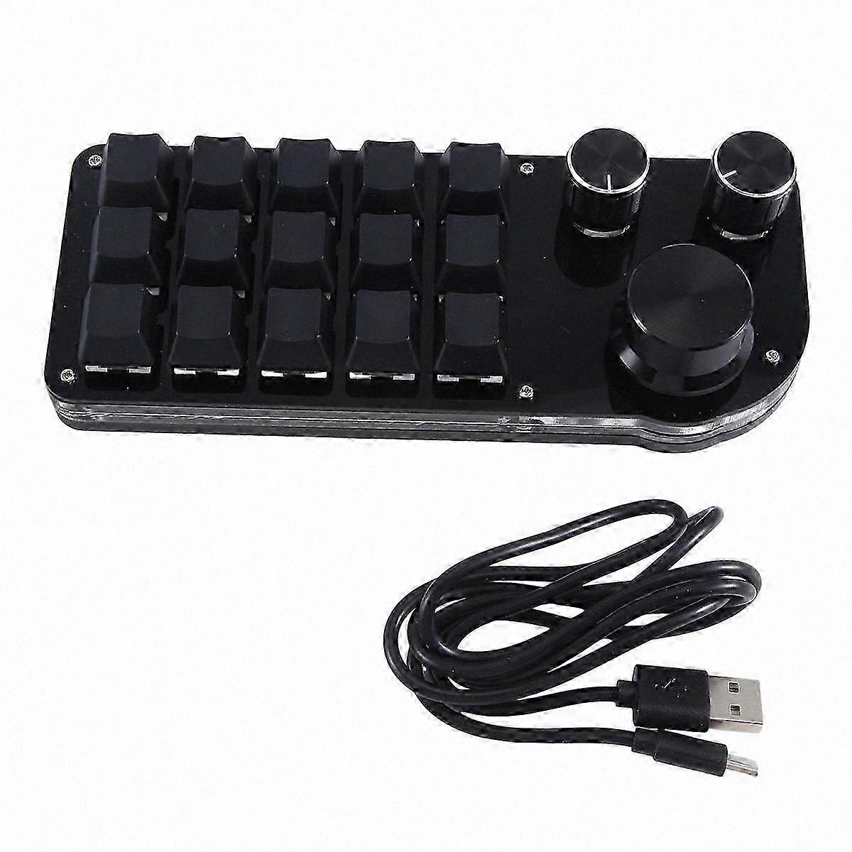 Programming Macro Custom 15 Keys 3 Knob Keyboard RGB Copy Paste Mini Button Photoshop Gaming Keypad