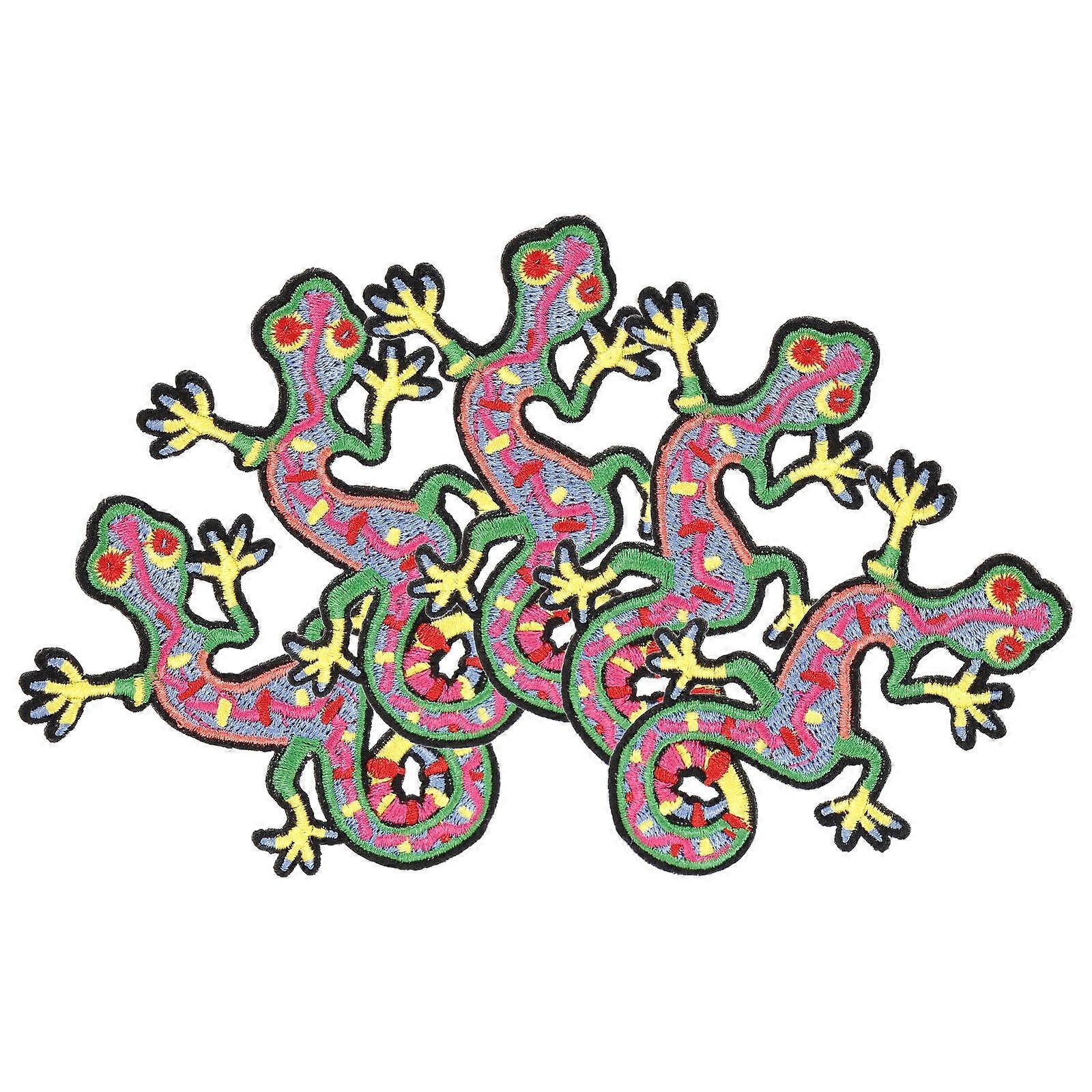 Cartoon Clothes Applique Gecko Shape for Backpacks Assorted Color Fabric Decorative 5Pcs