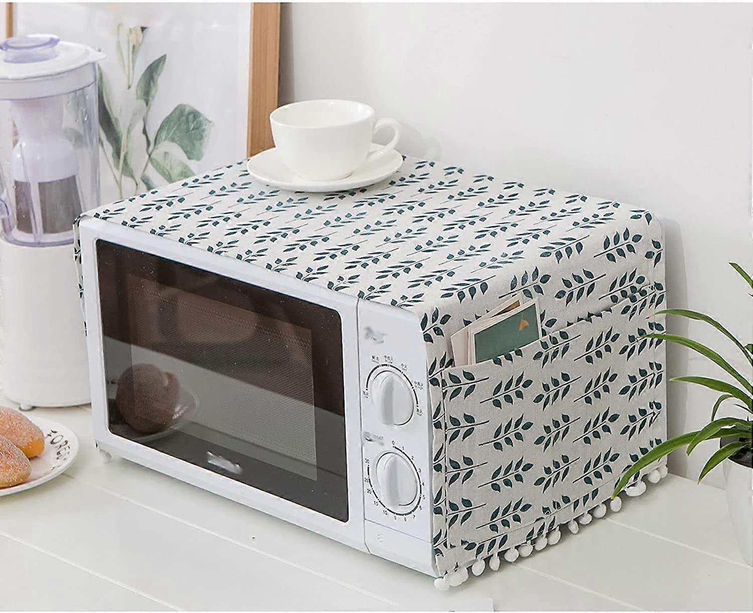 Microwave Oven Cover, 2 Piece Cotton Linen Fabric Cover (Color : G)