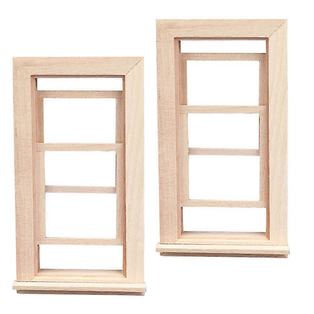Miniature Dollhouse Unfinished Wooden Window Frames 1:12 Scale for Dollhouse Furniture Accessories