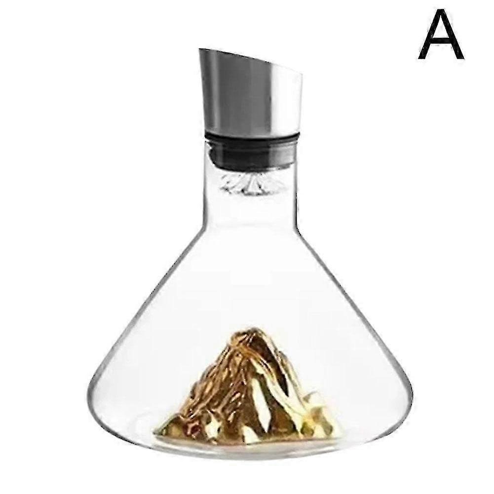 Luxury Crystal Red Wine Decanter Set with Iceberg Design for Home Barware in Gold Finish