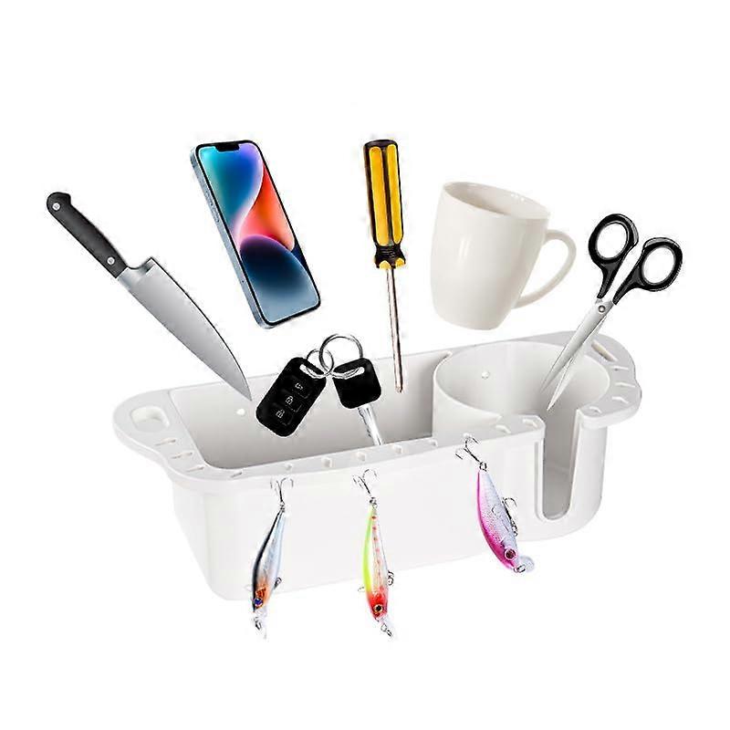 Boat Storage Kayak Cup Holder Fishing Tackle Box Organizer Multi Functional Caddy For Yacht White