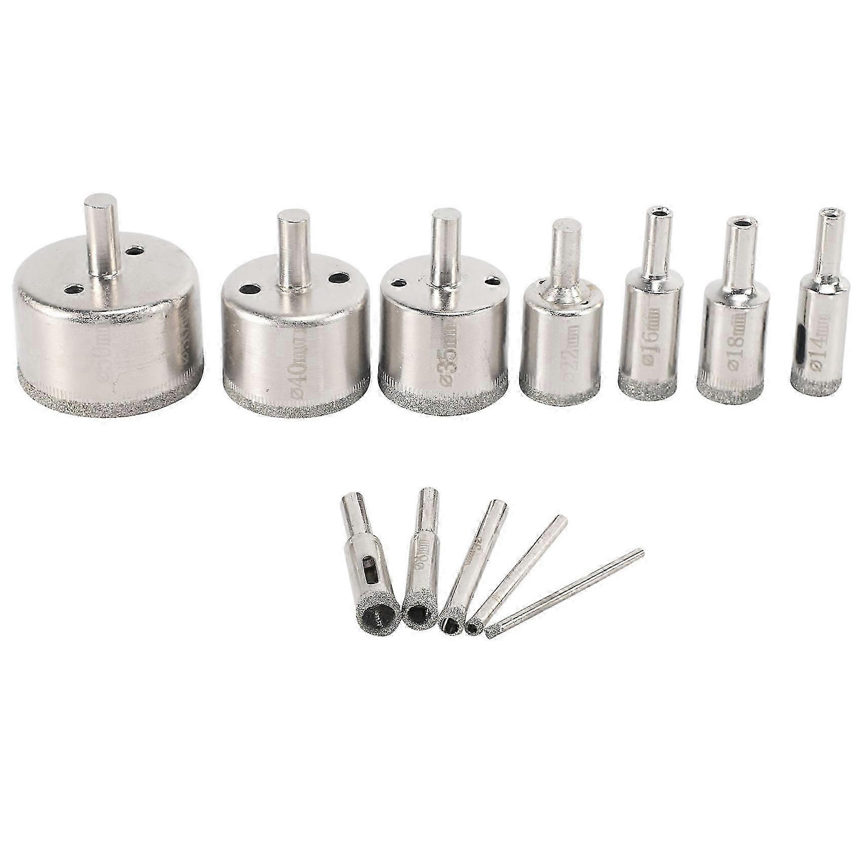 12Pcs Diamond Drill Bits Glass Tile Hole Saw Bits Set, Hollow Core Drill Bits, Extractor Remover Hole Saws for Glass, Ceramics, Porcelain, Ceramic Ti