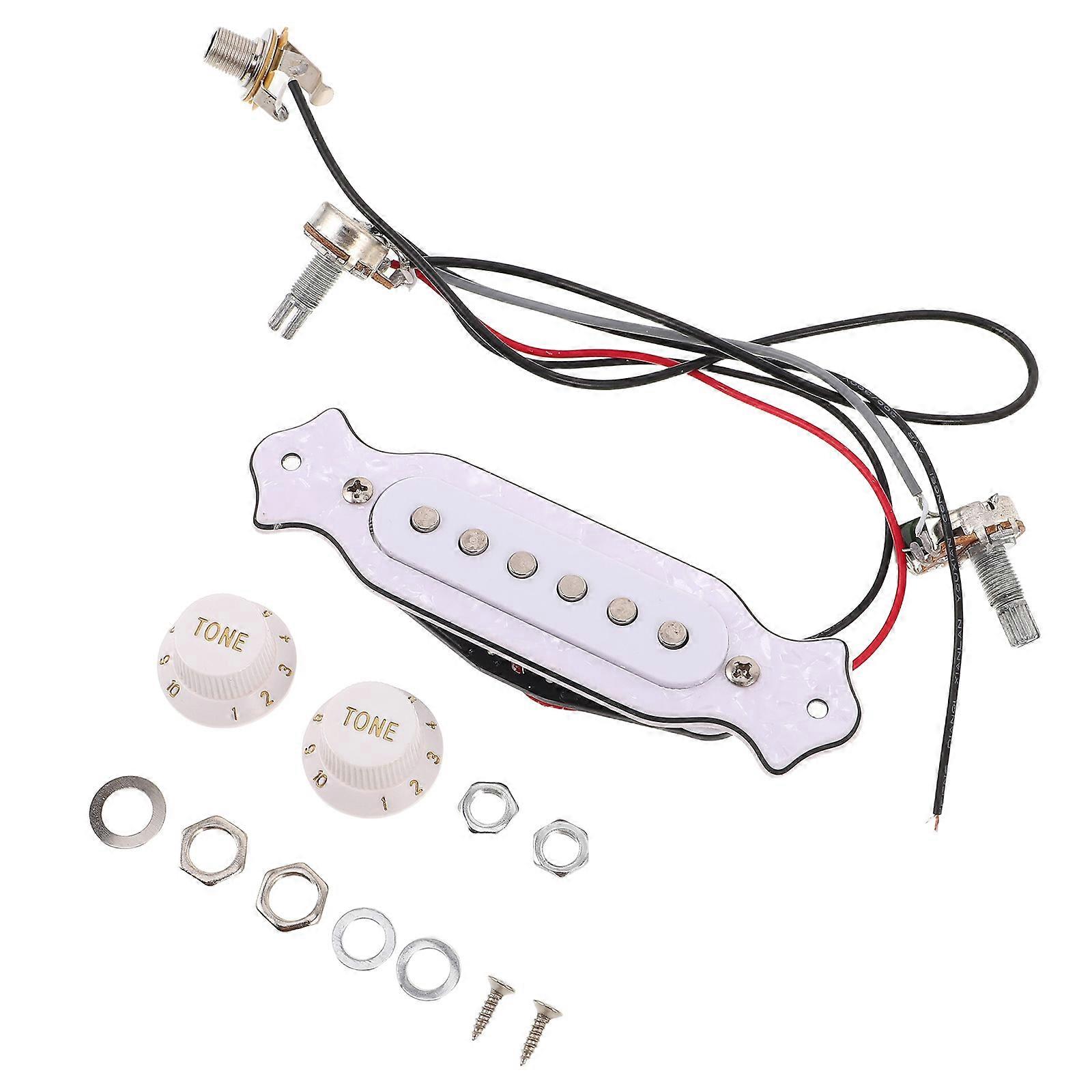 High Fidelity Soundhole Pickup for Guitar Use White Plastic and Metal Easy Installation Size 6 String