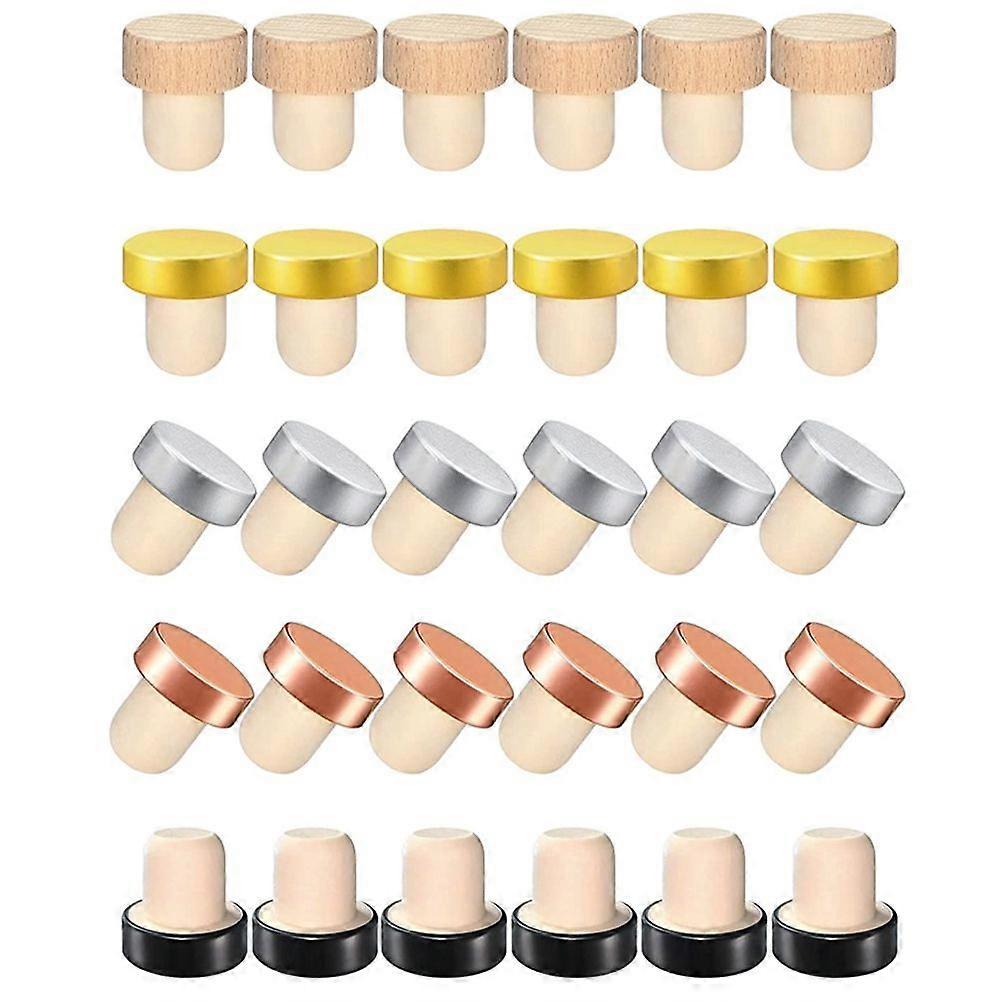 30PCS Wine Bottle Cork Stopper T Wine Stopper Tasting Cork Replacement Reusable Cork Glass Beer Bot