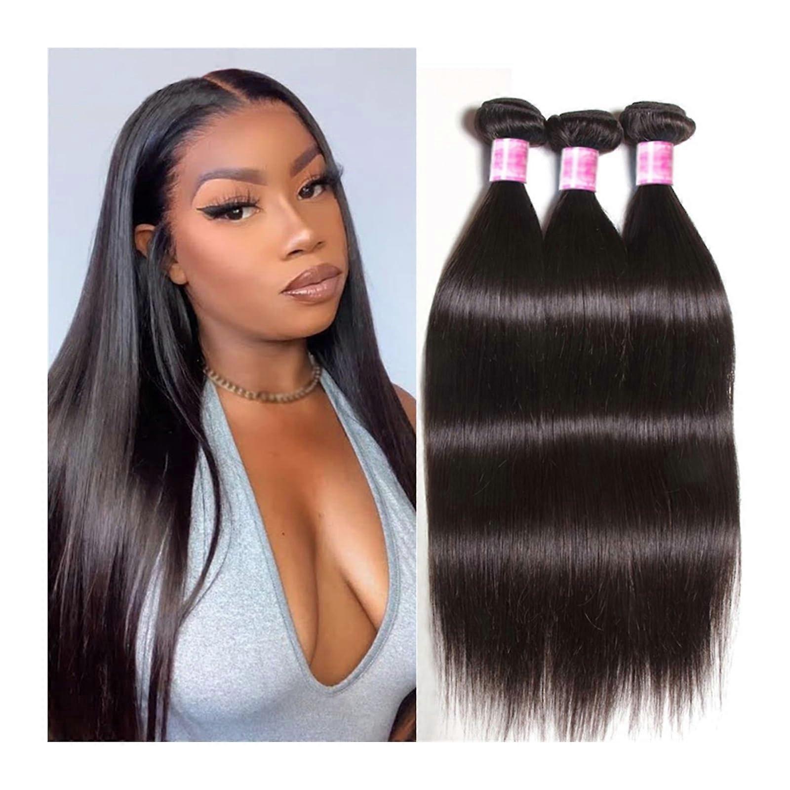Women's Wigs Straight Human Hair Bundles 830 Inch Brazilian Straight Hair Bundles Can Be Dyed Jet Black 26 26 28 28