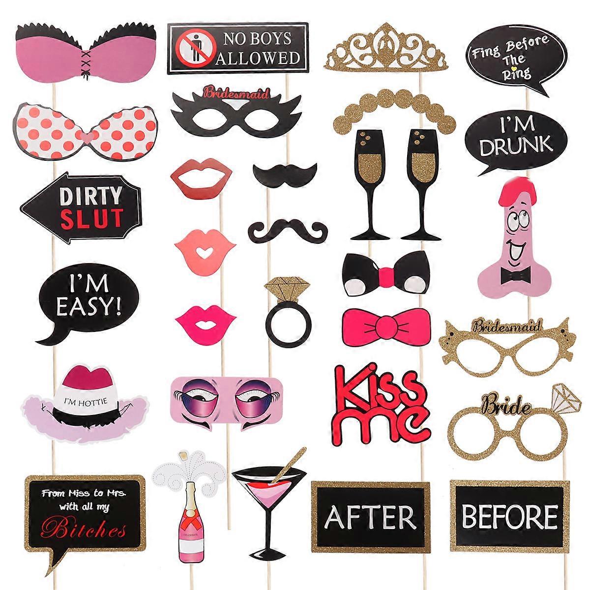 30 Pcs Photo Props Funny Single Party Photography Props Wedding Birthday Party Masquerade Favors