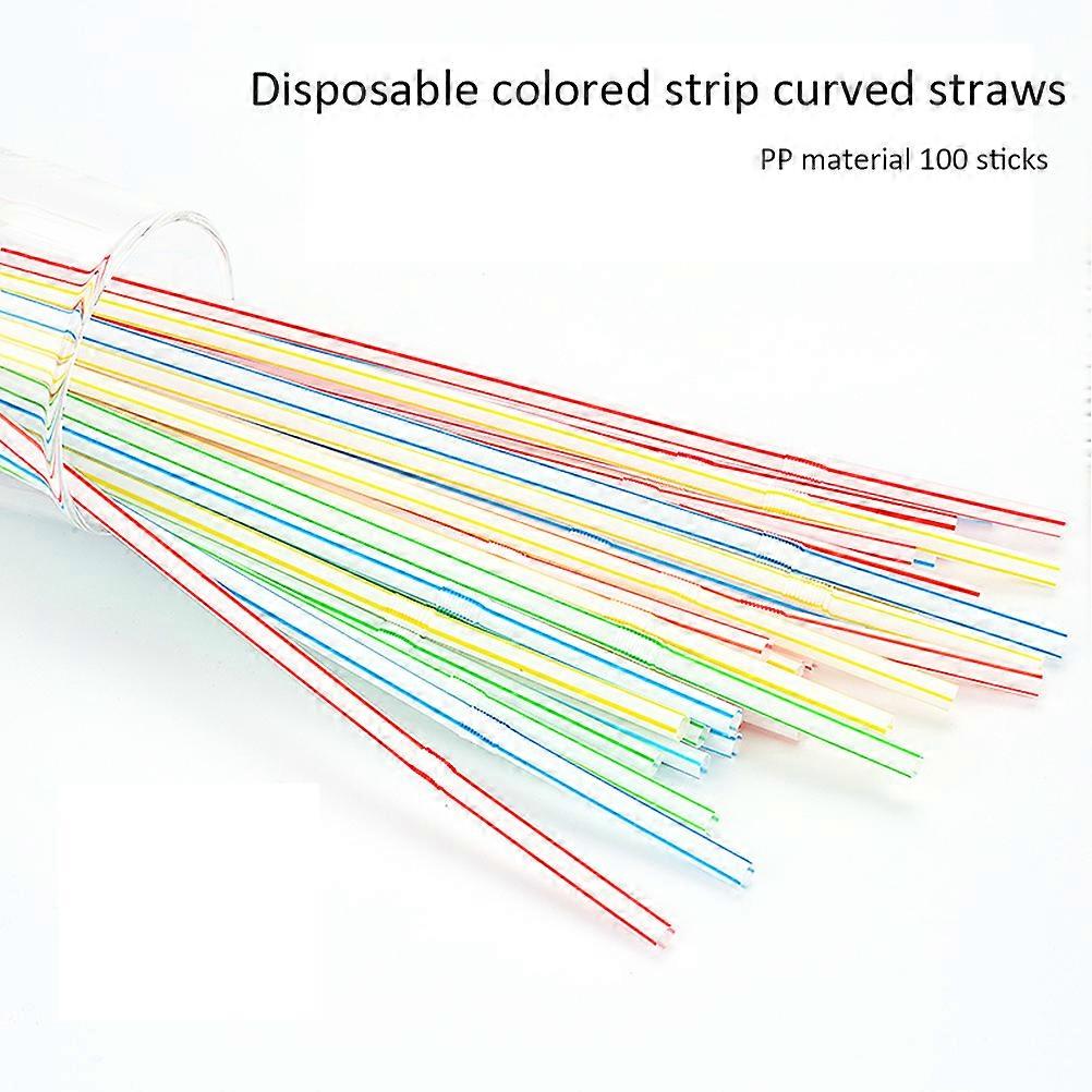 100PCS Flexible Plastic Drinking Straws for Party & Home Use