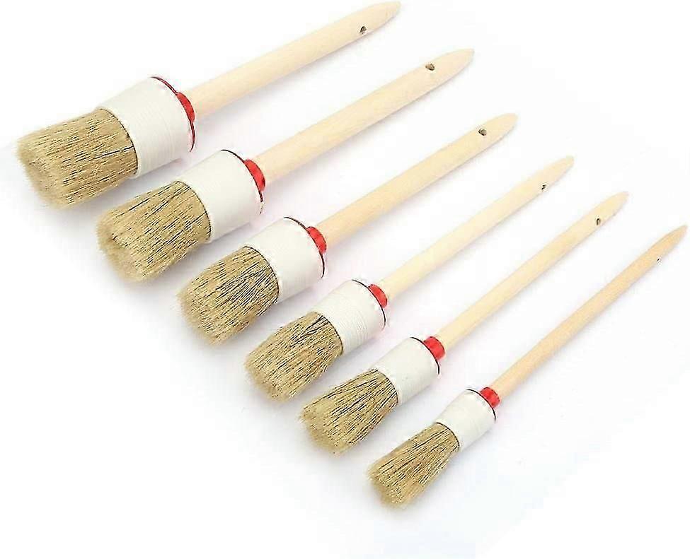 6 قطع فرشاة شعر الخنزير طباشير الطلاء وفرشاة الشمع مجموعة فرشاة الطباشير لإزالة الشعر بالطلاء الزيتي (20/25/30/35/40/45 مم)