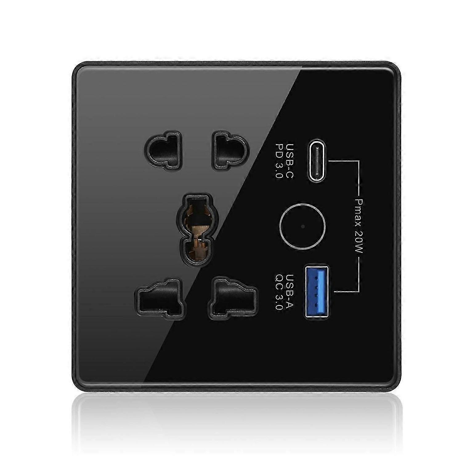Tuya Smart Socket with TypeC+USB Fast Charging Remote Timing Socket WiFi Smart British Standard 86-Type Socket B
