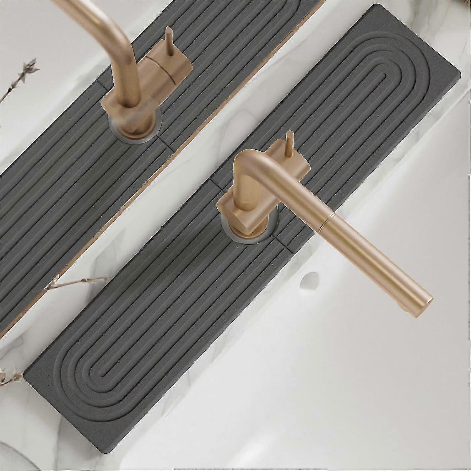 Faucet Mat for Kitchen Sink - Wider Diatomite Fast Drying Stone Sink Tray, Super Absorbent, Prevents Moisture Buildup