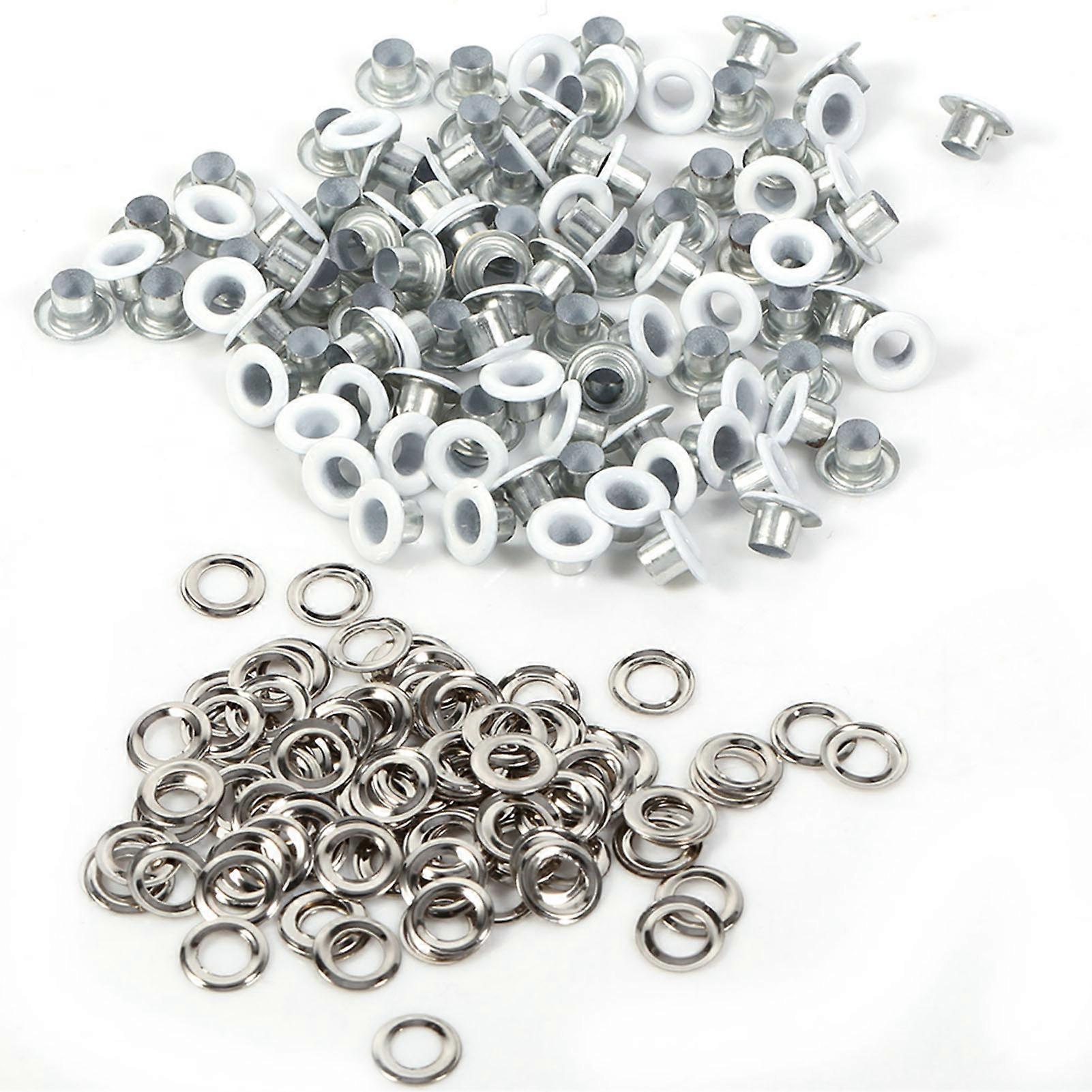 100pcs 4mm Round Metal Eyelets Grommets for Scrapbooking, Card, Leather, Craft, Clothing (White)