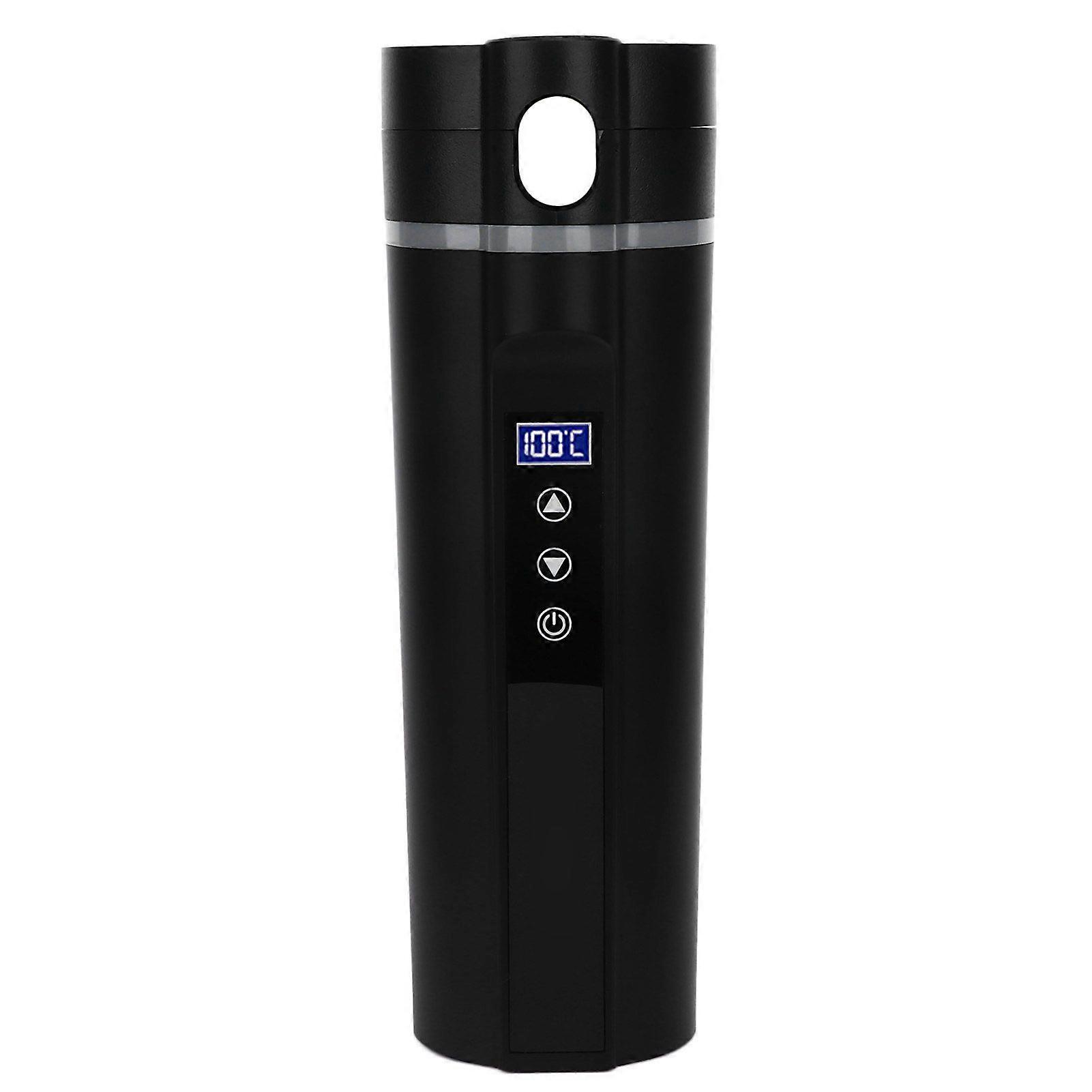 Electric Heated Travel Mug 450ml Smart Temperature Control Low Noise Black Smart Heating Car Cup for Travelling Camping