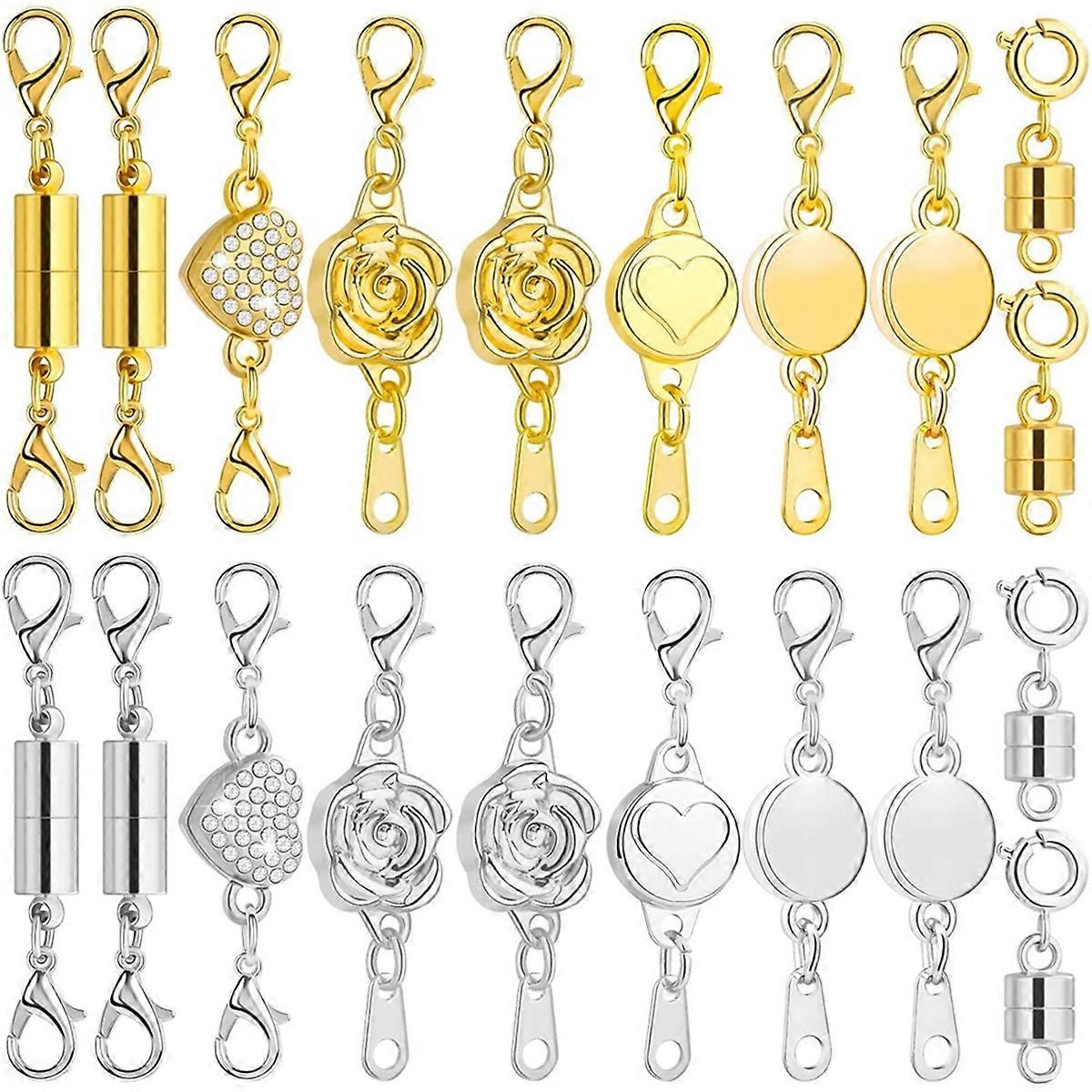 6 Styles 20 Pcs Magnetic Necklace Clasps, Magnetic Necklace Extender for Jewelry Connector Making, Easy to Use and Work