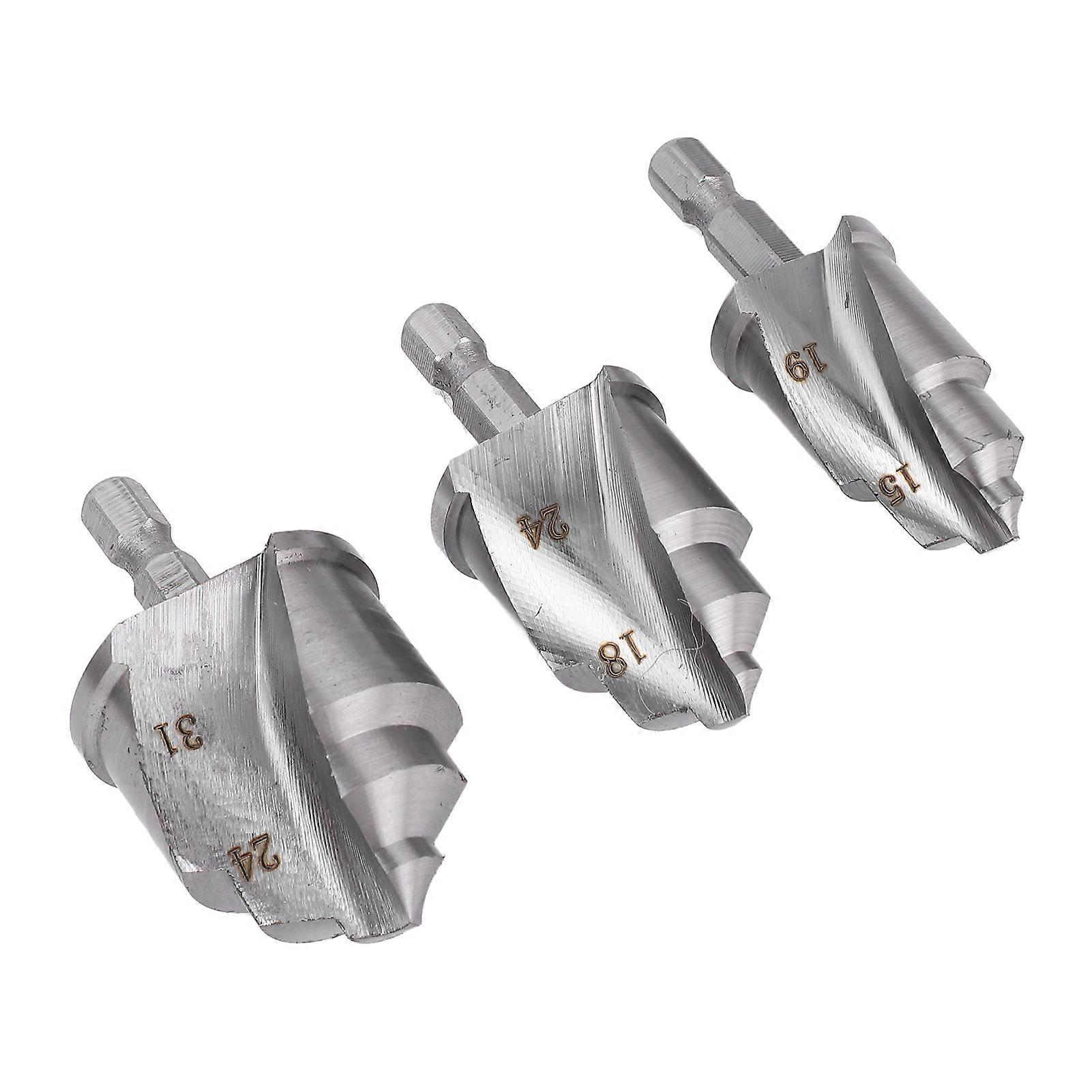 3PCS 1/4" Hex Lifting Drill Bits for PVC Pipe 15-31mm