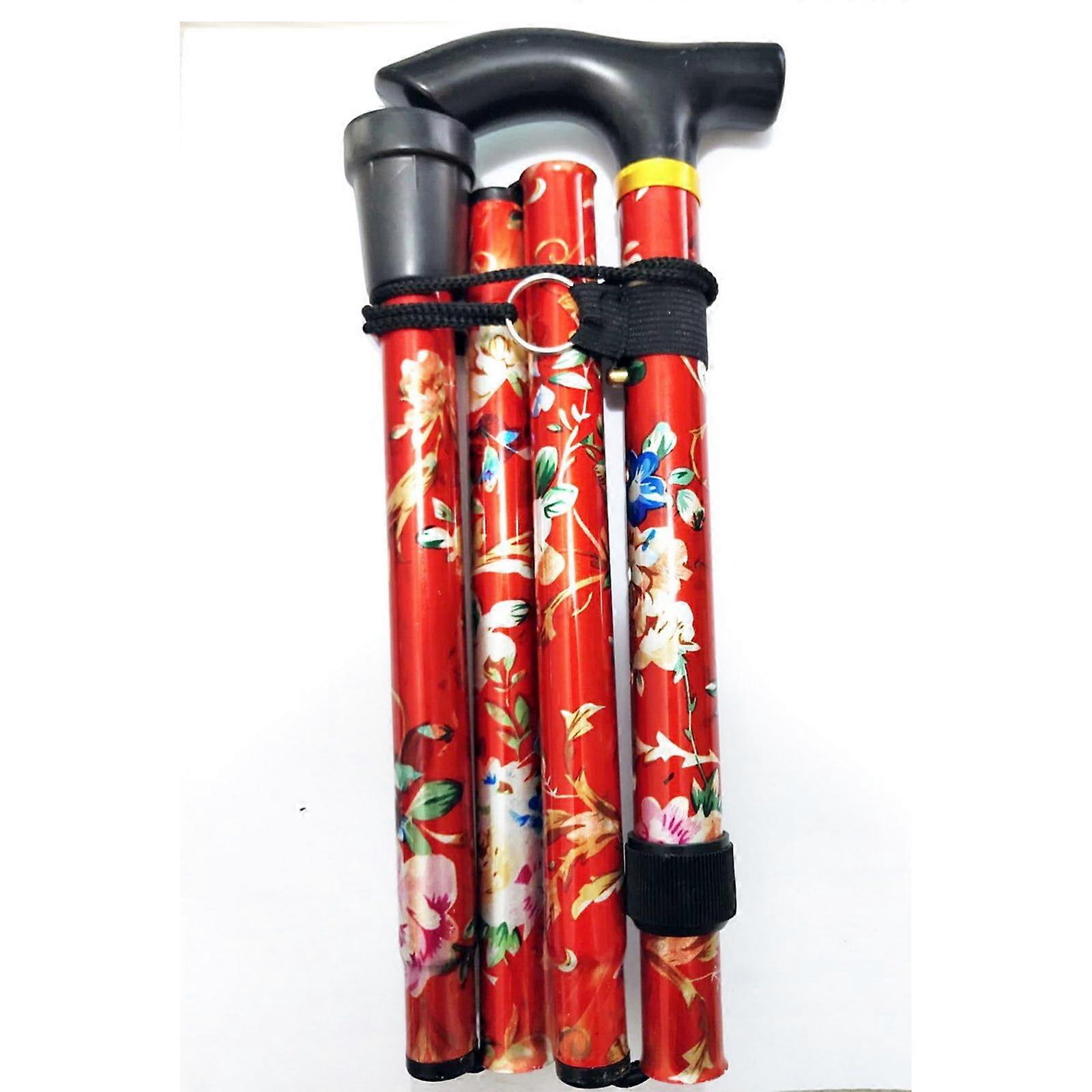 Walking Cane Folding Telescopic FiveSection Walking Stick, Lightweight Outdoor Crutch, Adjustable Height, Extendable